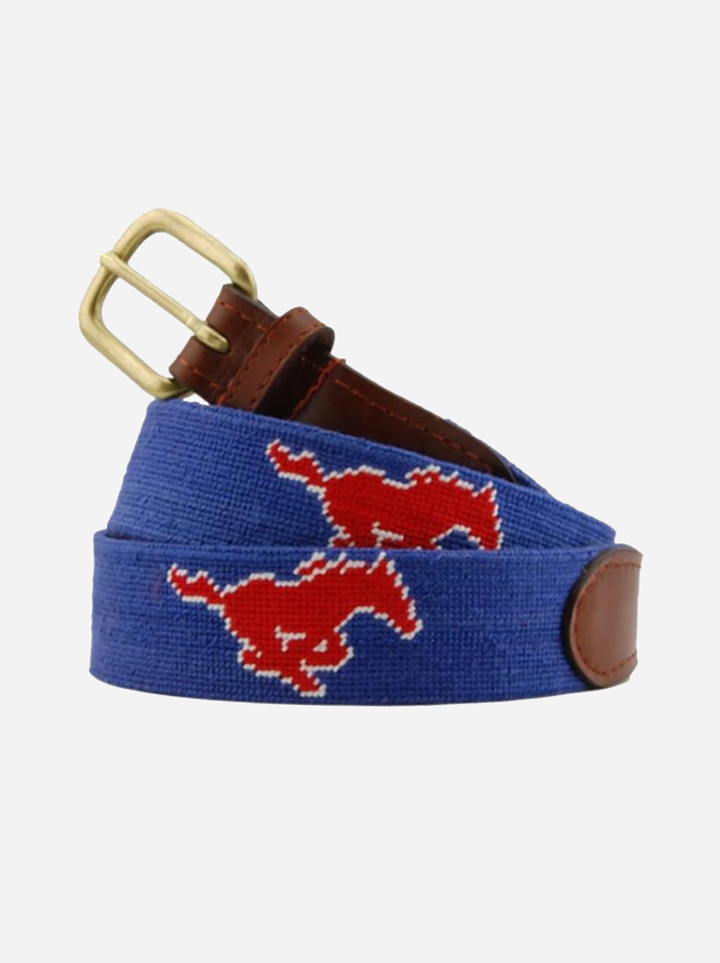 Smathers + Branson Men's Southern Methodist University Needlepoint Belt