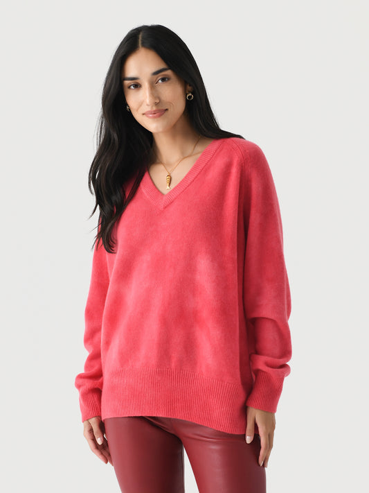 LoveTanJane Women's Heavy Cashmere V-Neck Sweater