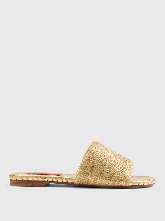 Simon Miller Women's Metallic Raffia Salerno Slide Sandal