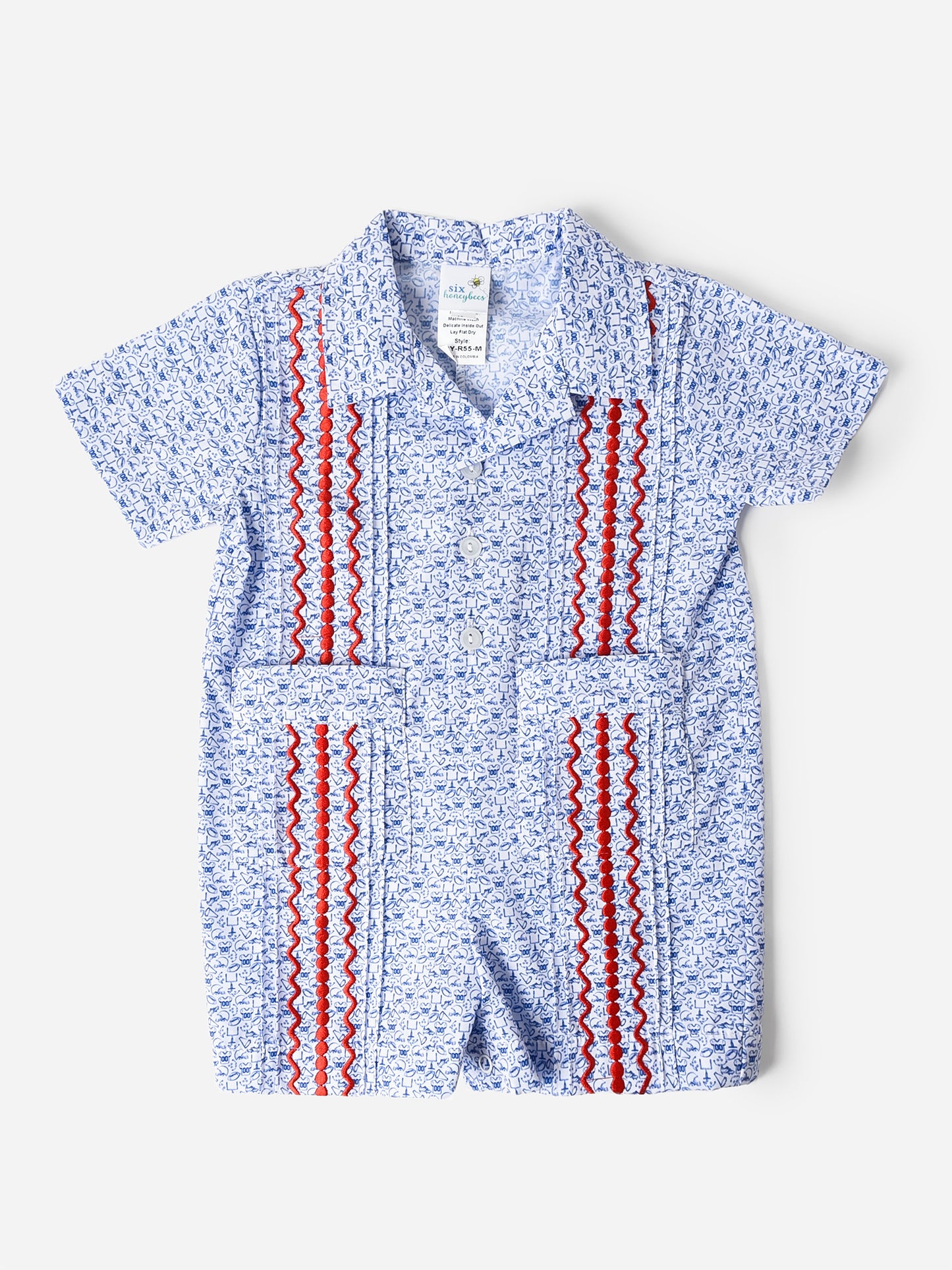 Six Honeybees Baby Boys' Guayabera Romper