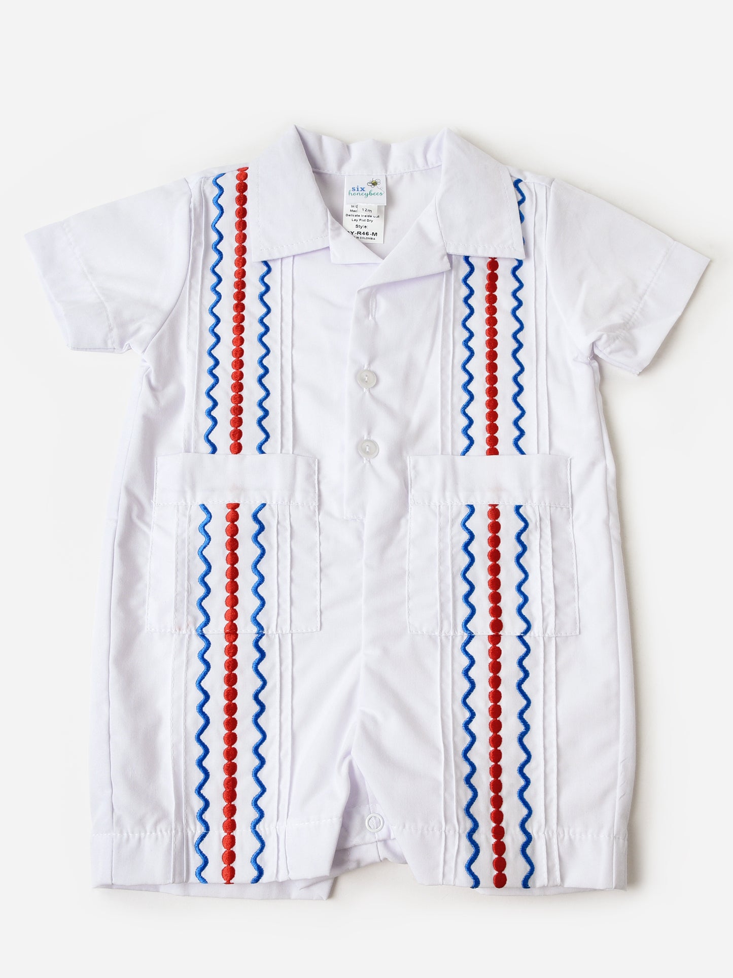 Six Honeybees Baby Boys' Guayabera Romper