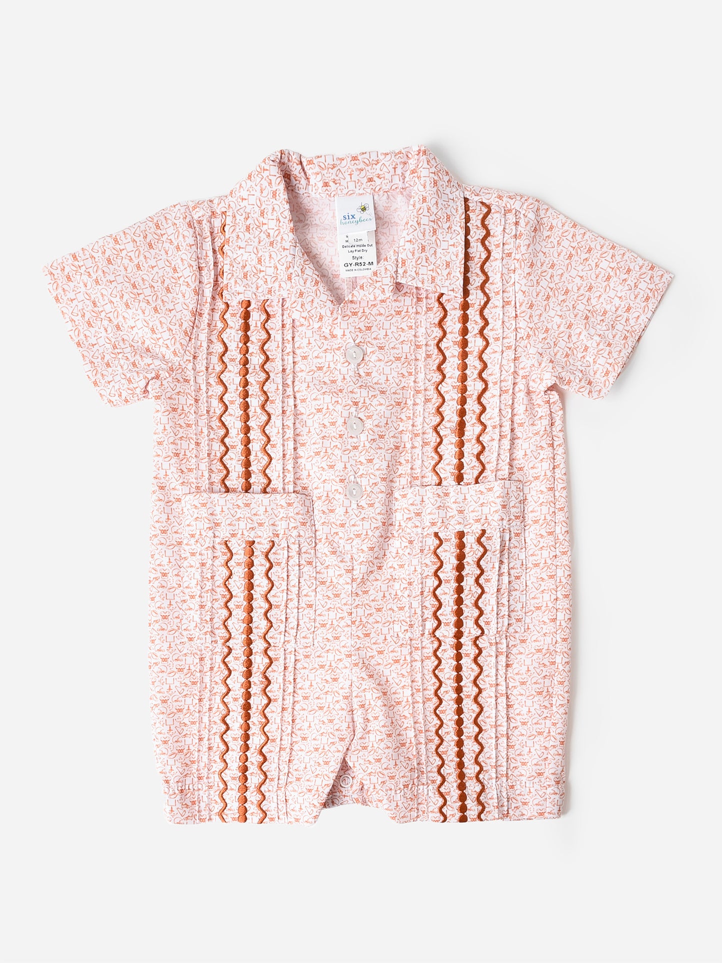 Six Honeybees Baby Boys' Guayabera Romper