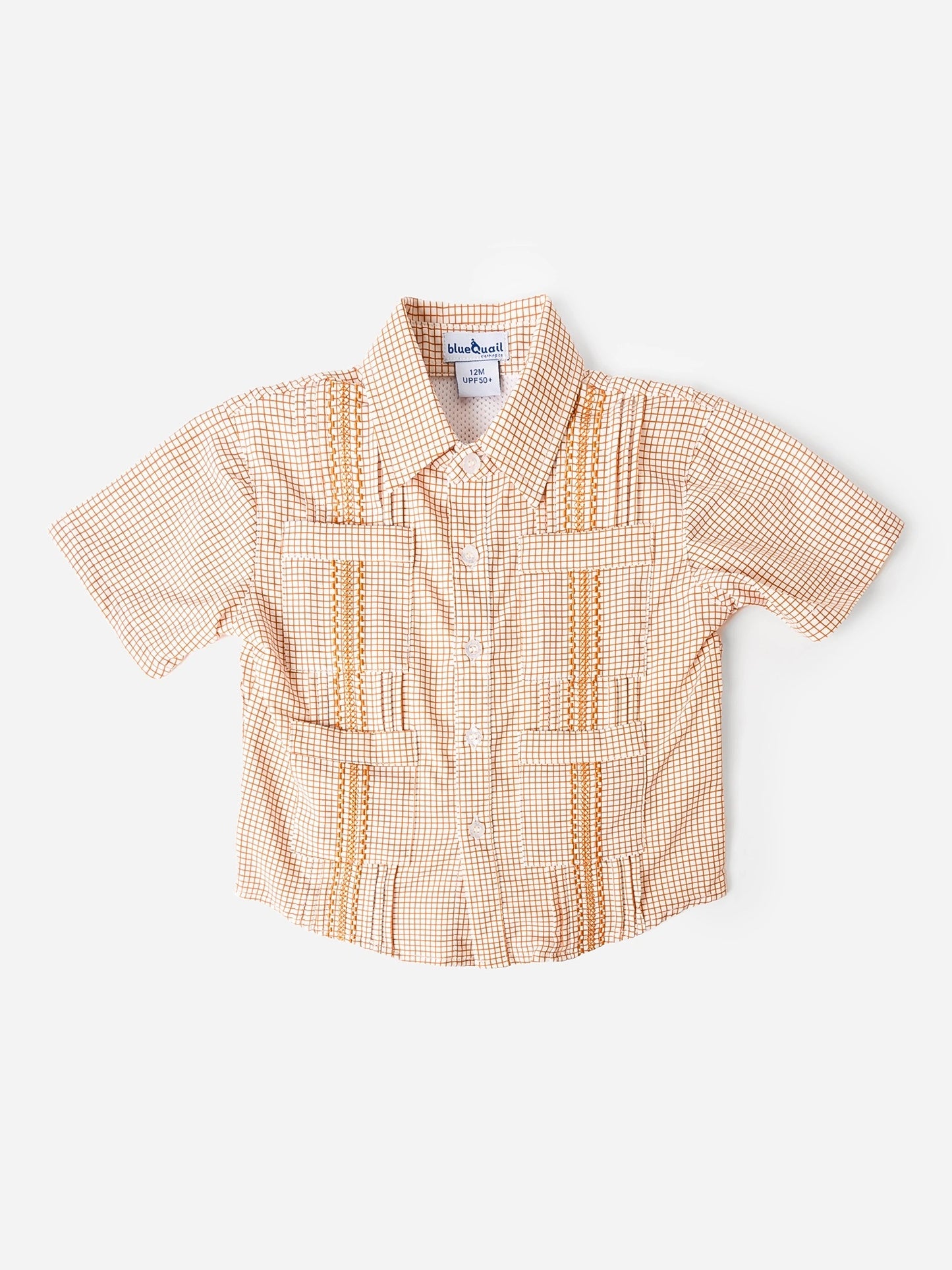 Blue Quail Boys' Short Sleeve Guayabera Shirt