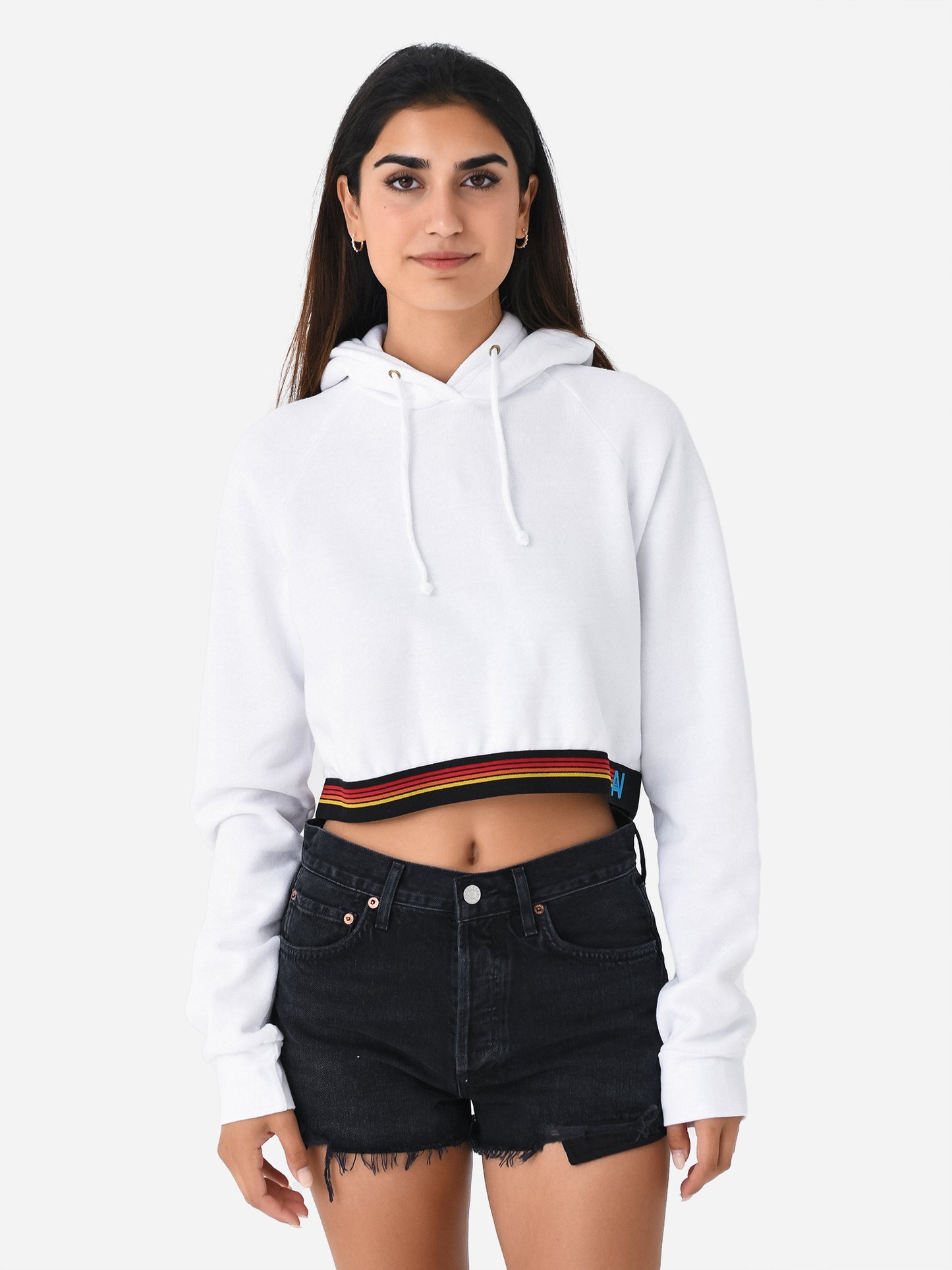 Aviator Nation Women's Logo Stripe Crop Pullover Hoodie