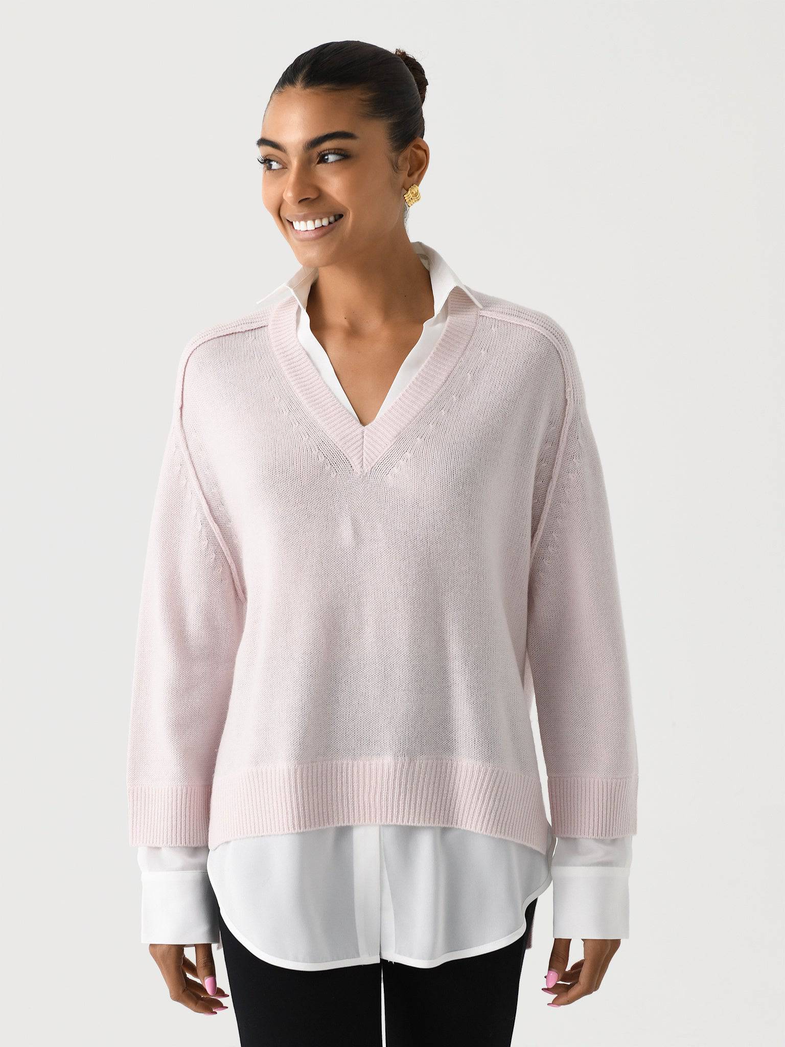 Brochu walker v neck layered pullover best sale