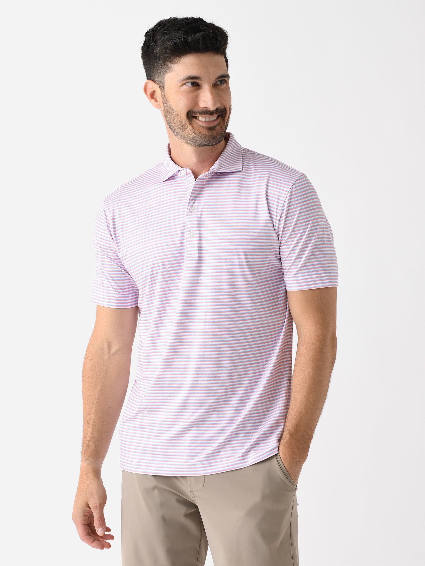 Johnnie-O Men's Warwick Striped Featherweight Performance Polo