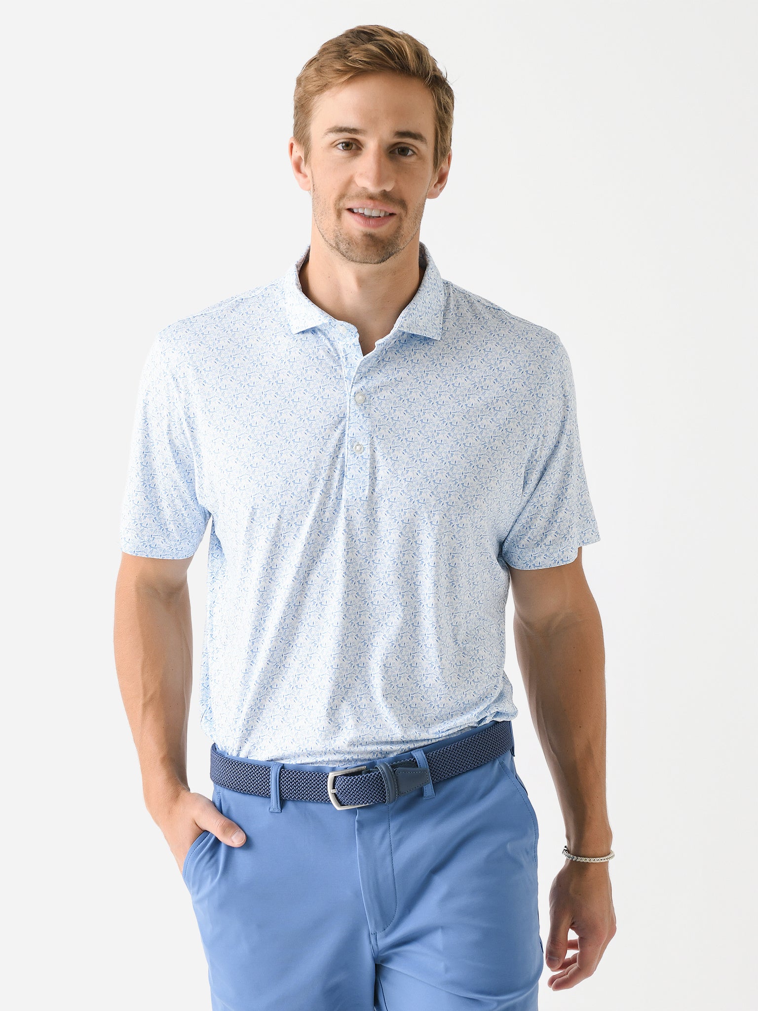 Johnnie-O Men's I Never Slice Printed Featherweight Performance Polo ...