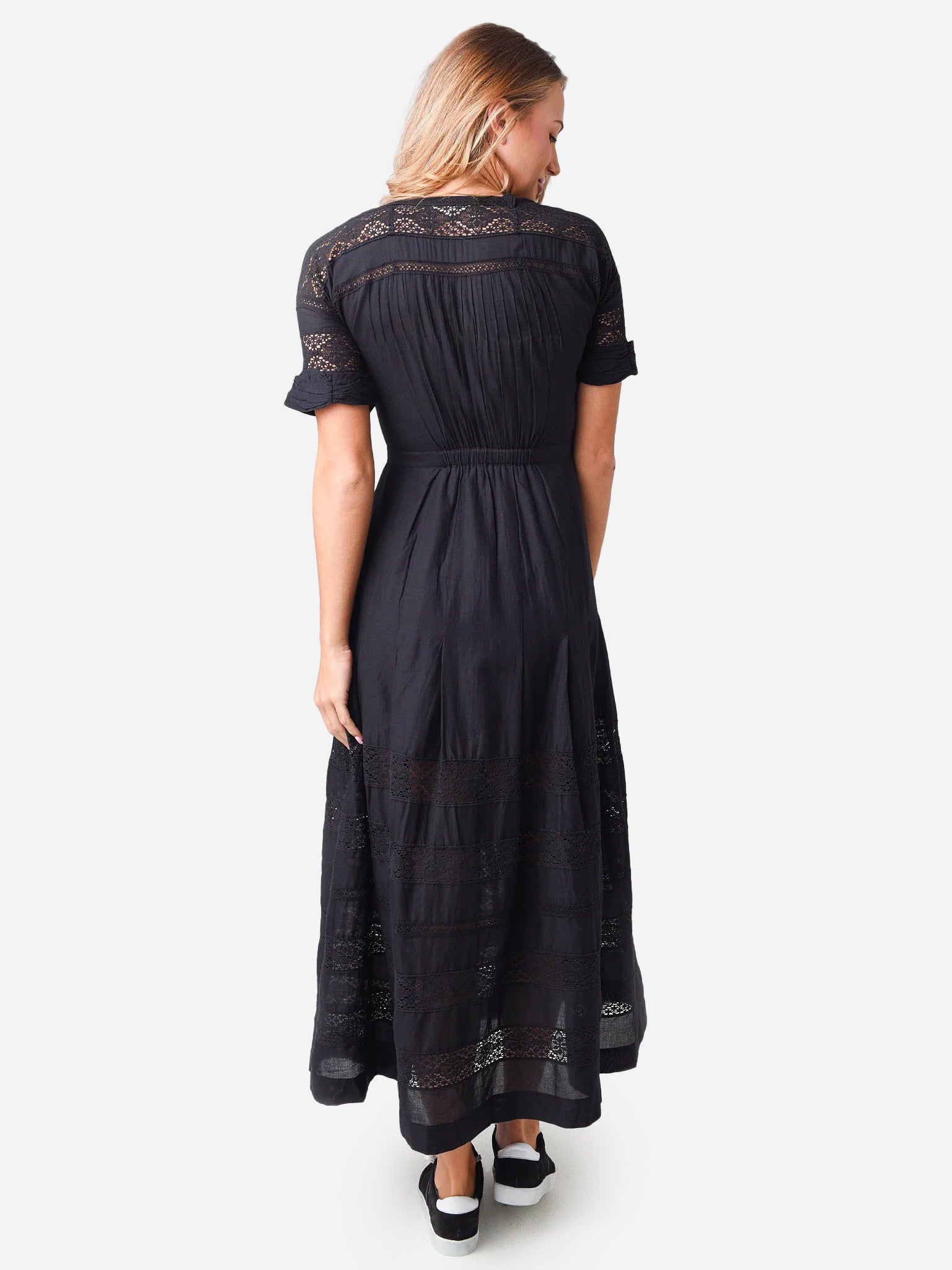 LoveShackFancy Edie Lace Short Sleeve Midi Shirt retailer Dress