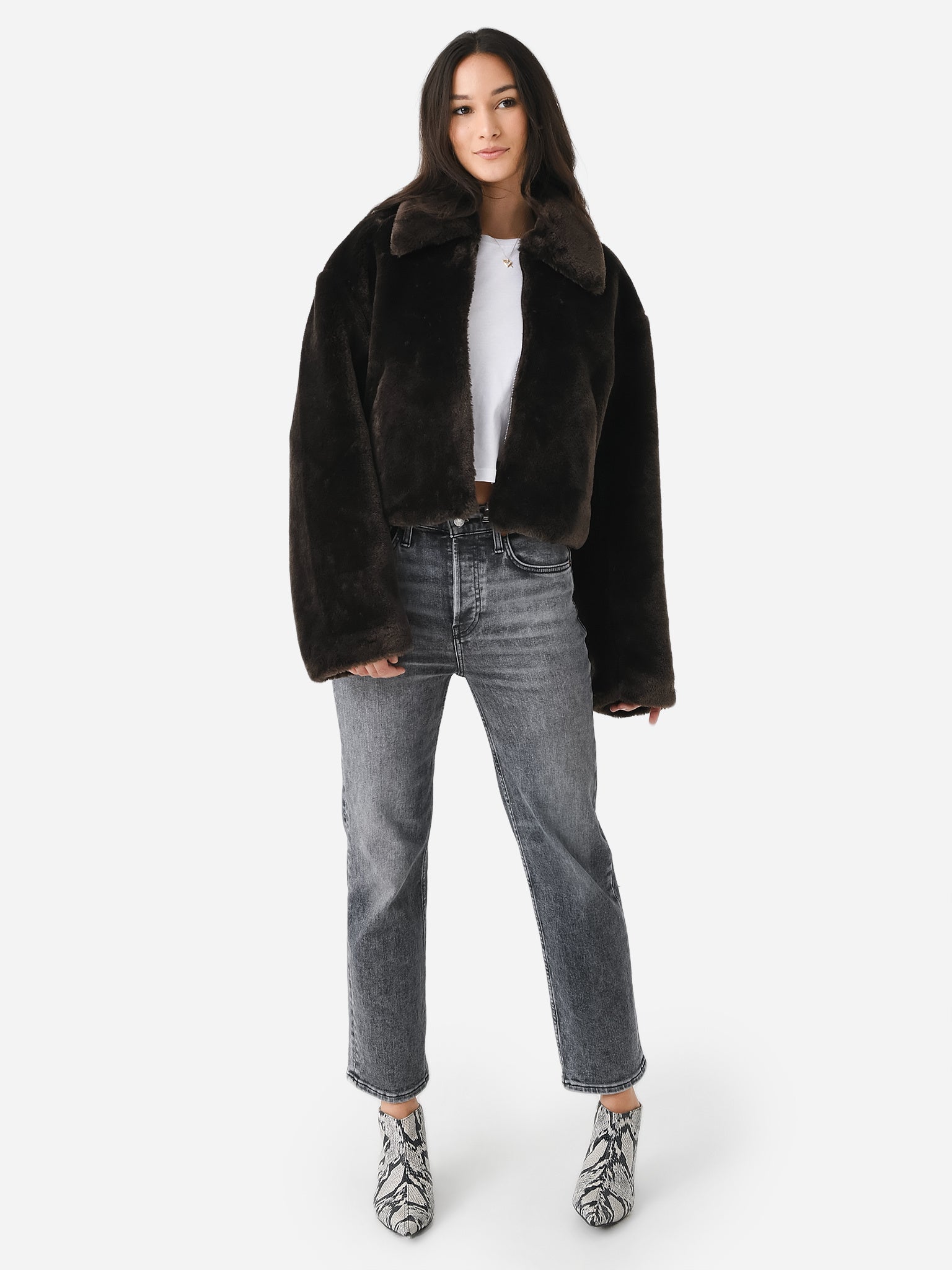 Frame Women's Faux Fur Zip Up Jacket
