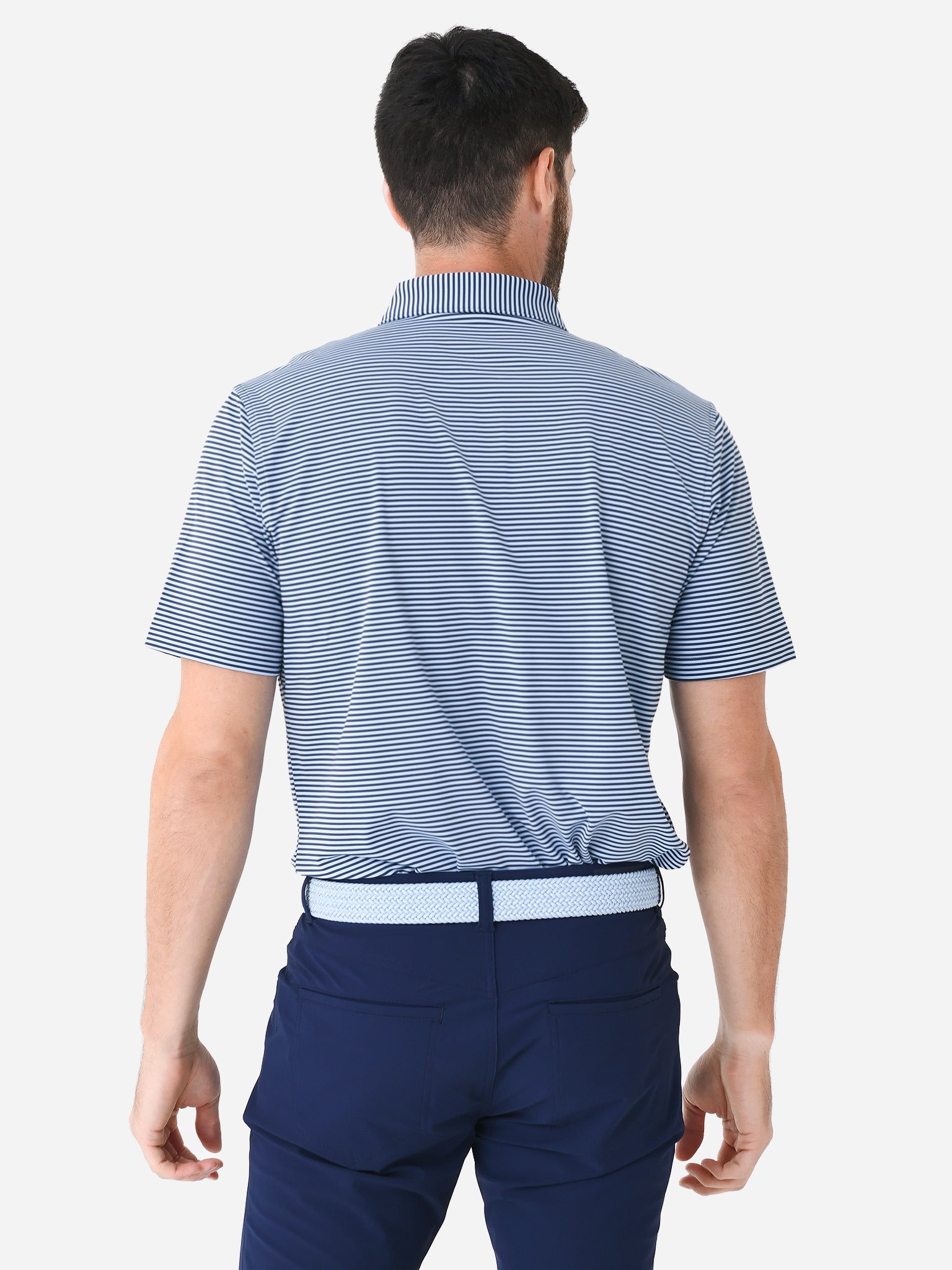 Popular Peter Millar Featherweight Men's Medium Navy Blue Striped Lightweight Golf Polo