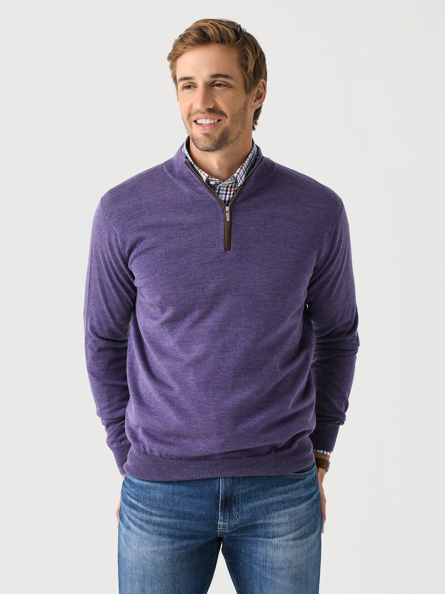 Peter Millar Crown Men's Autumn Crest Suede Trim Quarter-Zip