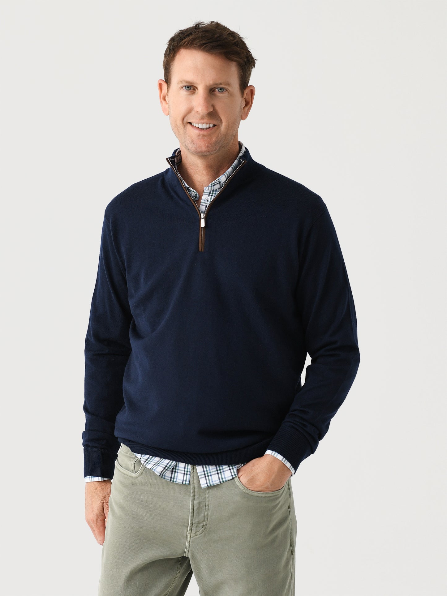 Peter Millar Crown Men's Autumn Crest Suede Trim Quarter-Zip