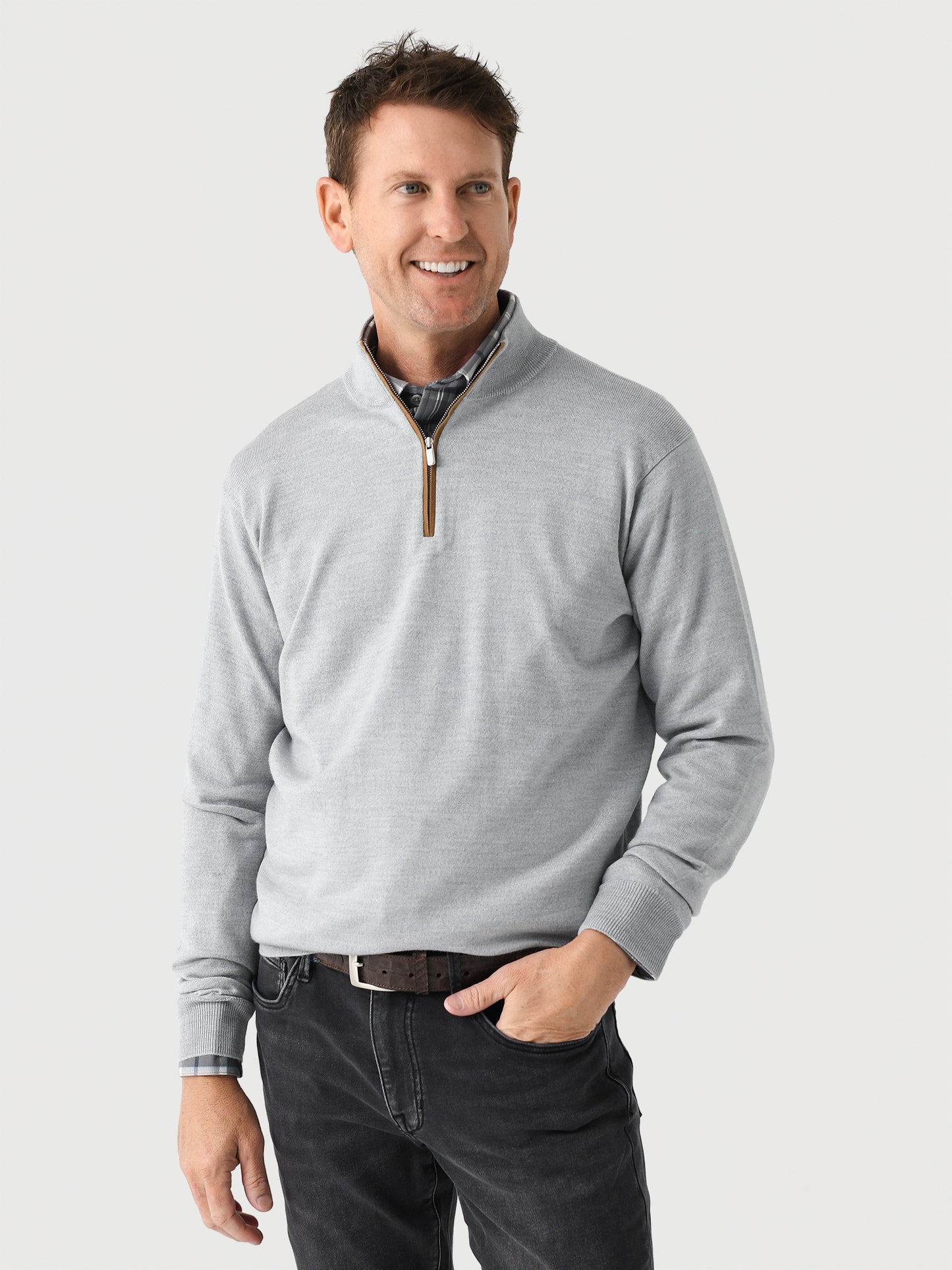 Peter Millar Crown Men's Autumn Crest Suede Trim Quarter-Zip