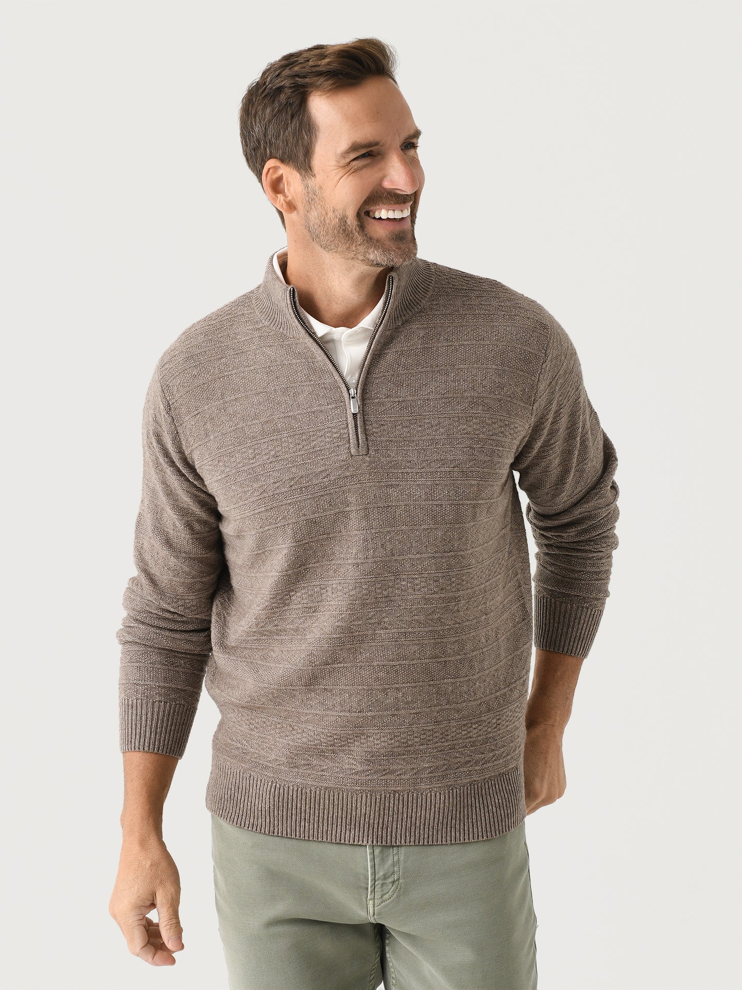 Peter Millar Crown Men's Crescent Texture Quarter-Zip Sweater