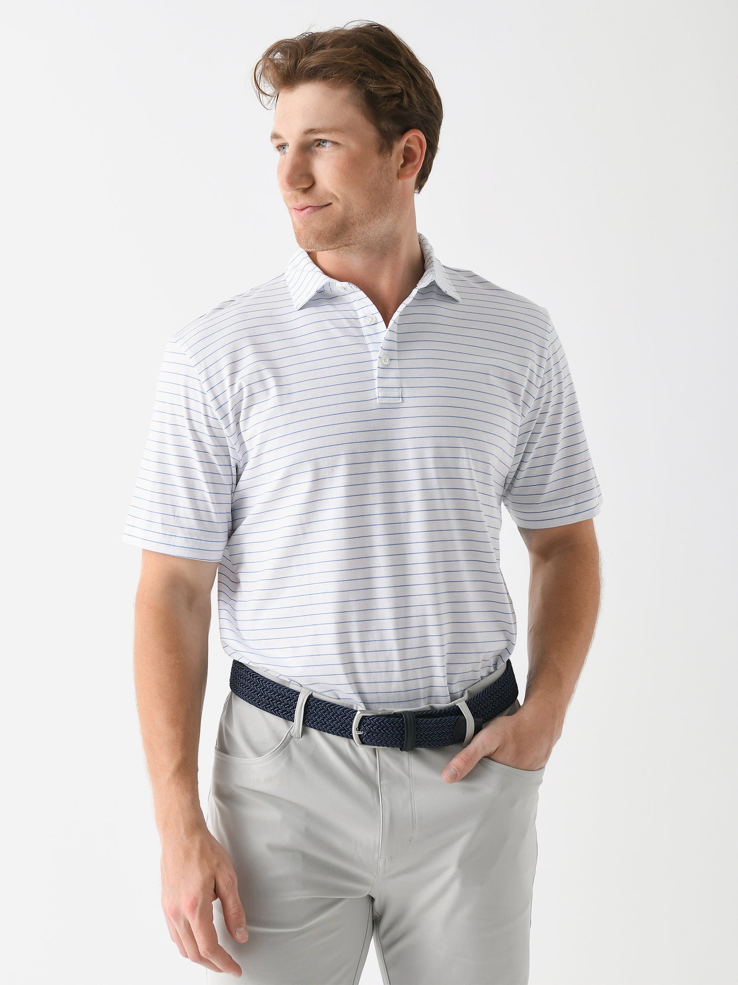 Peter Millar Crown Comfort Men's Harp Stripe Cotton Polo