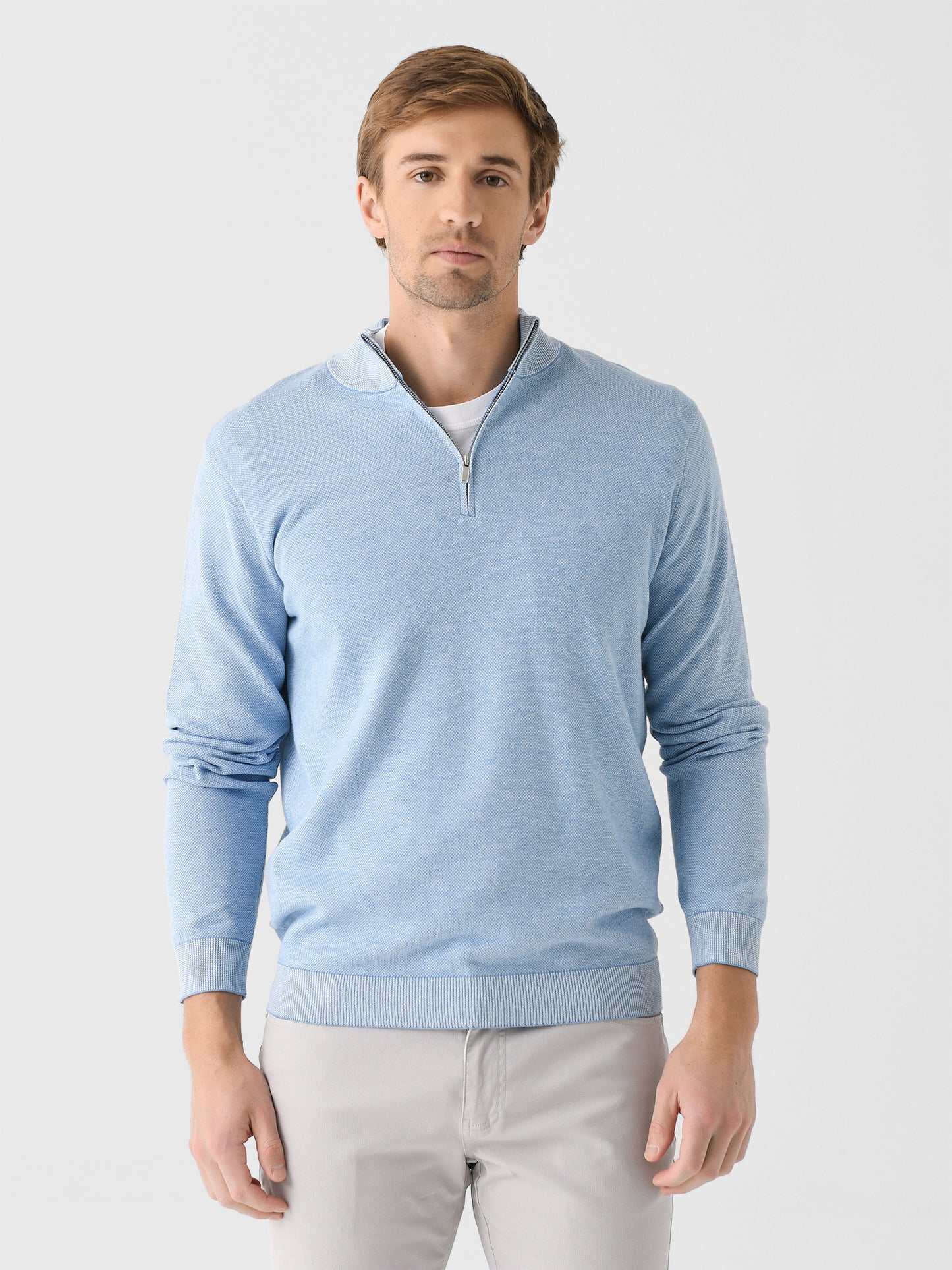 Peter Millar Crown Men's Coolspun Birdseye Quarter-Zip Sweater