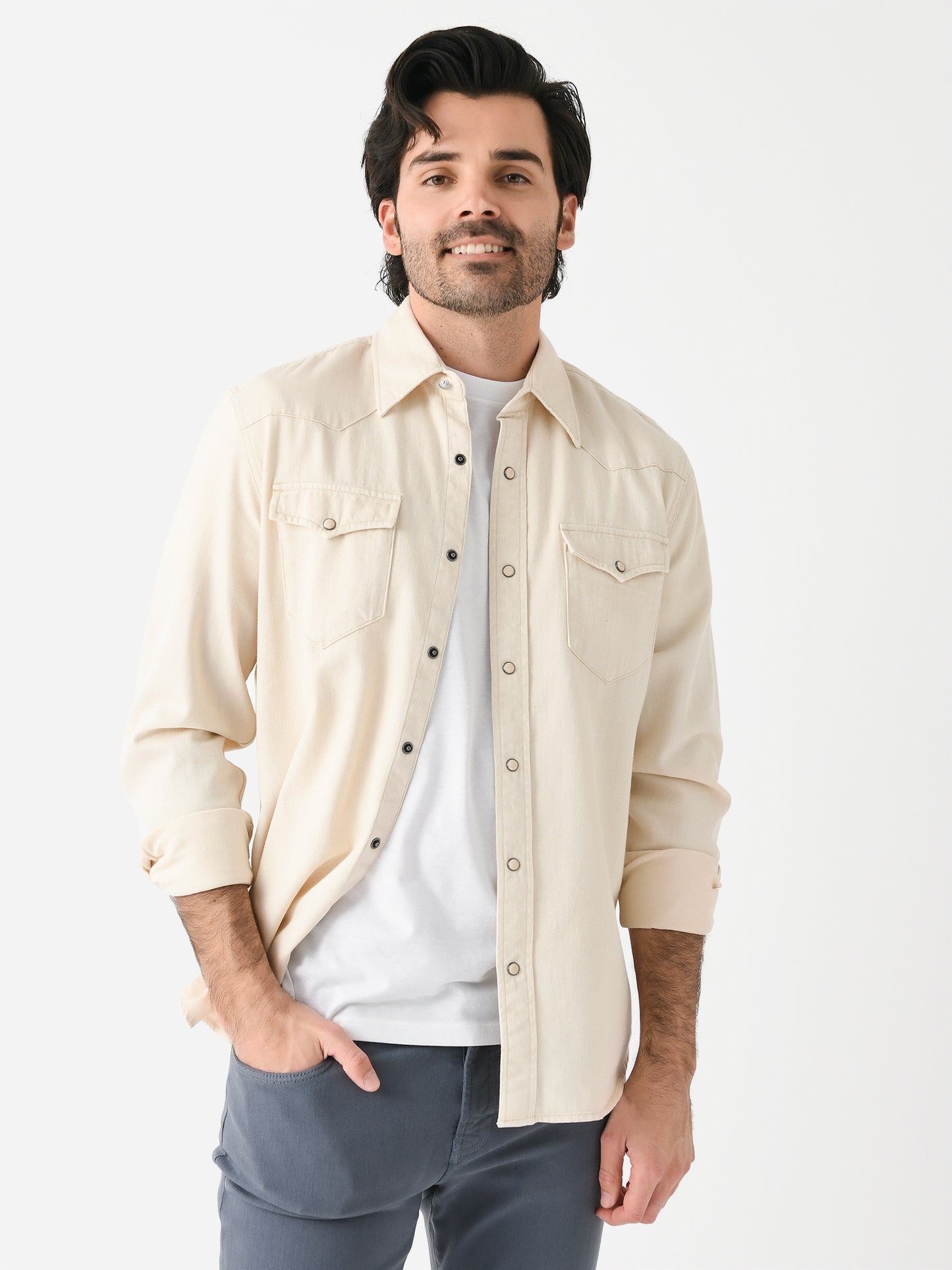 Faherty Brand Men's Denim Western Shirt