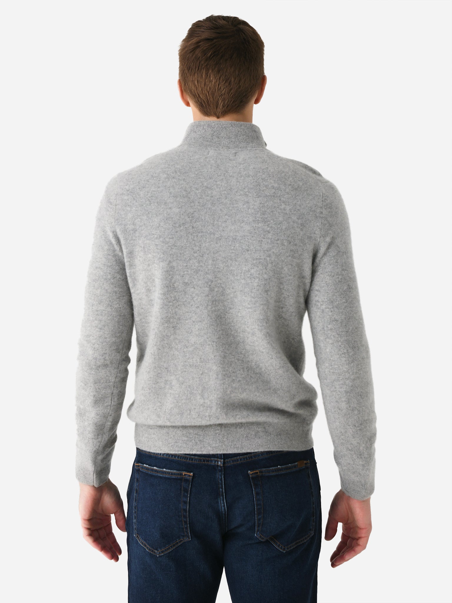 Naadam Cashmere Men's Contrast Collar Quarter-Zip – saintbernard.com