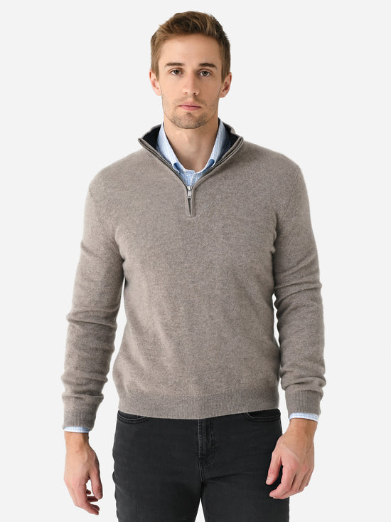 Naadam Cashmere Men's Contrast Collar Quarter-Zip – saintbernard.com