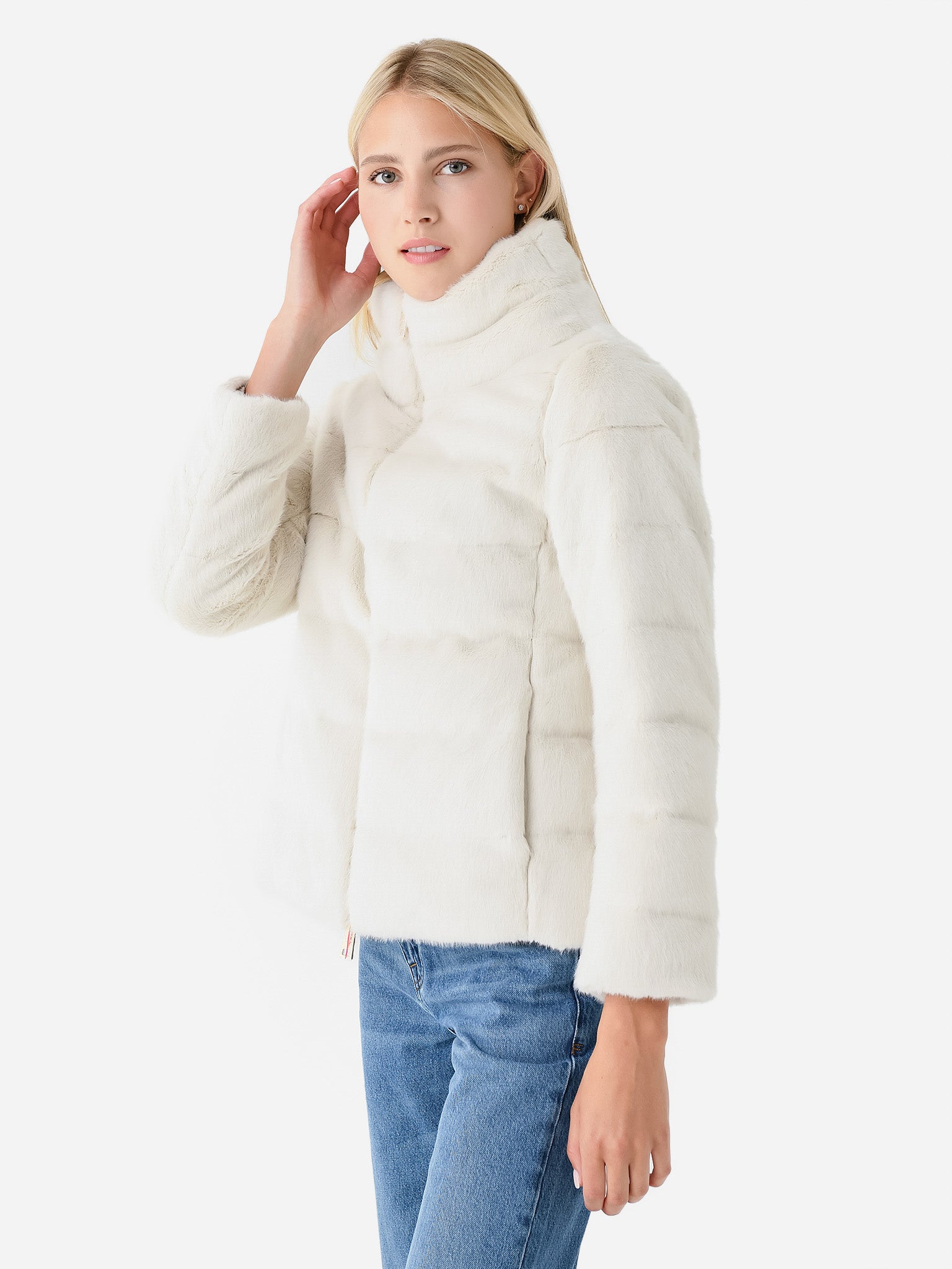 White teddy jacket with 2024 hood