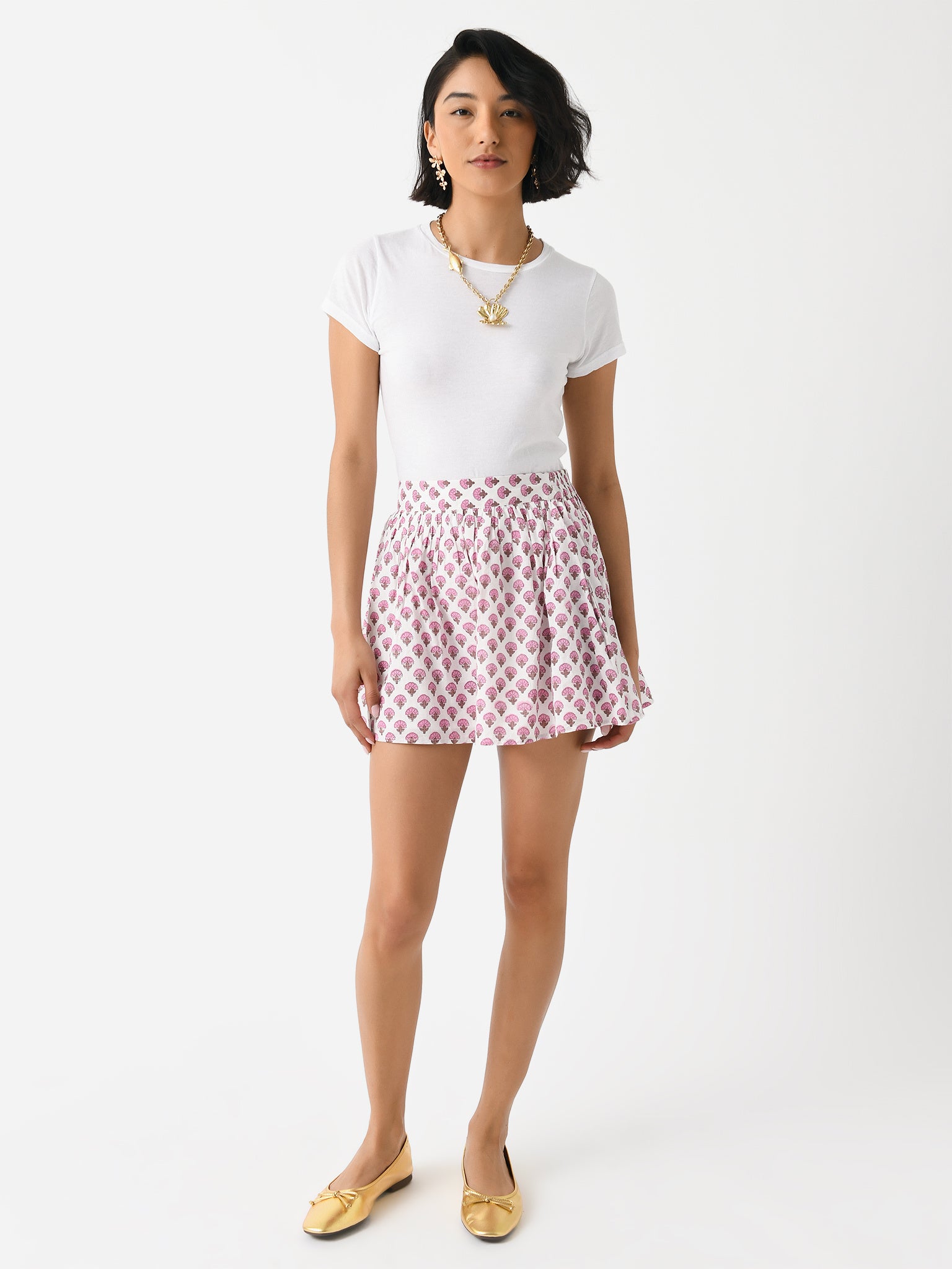 Floral mini skirt pink best sale