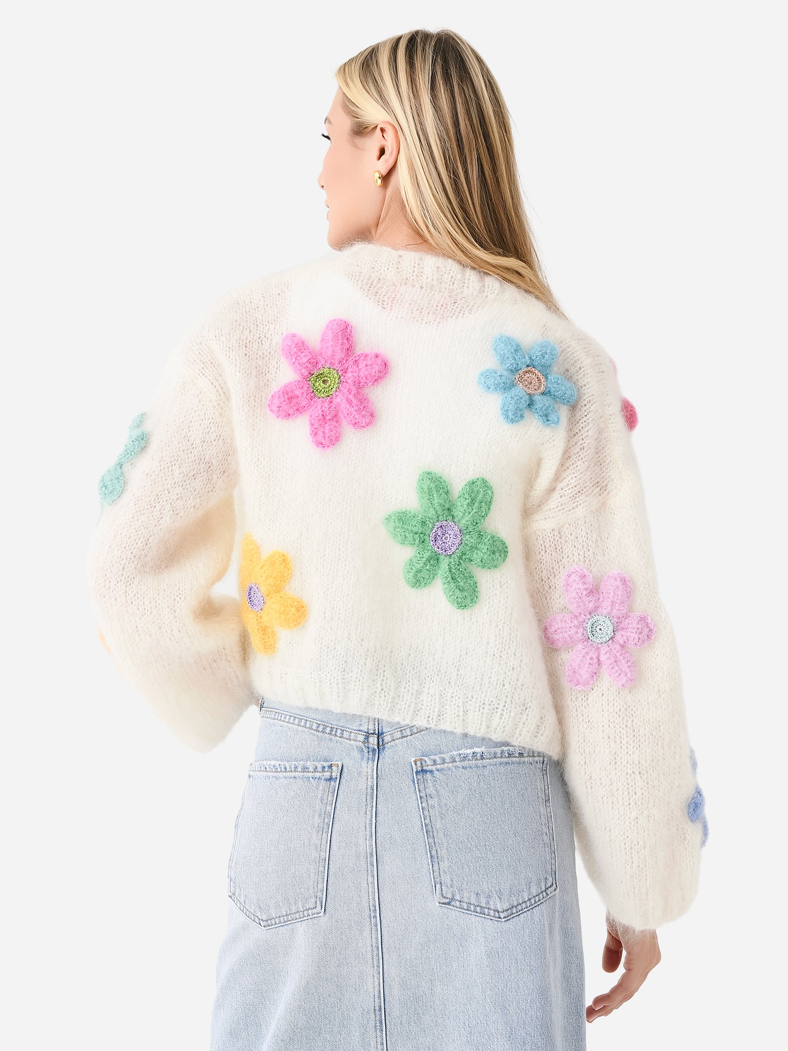 Rose Carmine Women's Free Flowers Cardigan