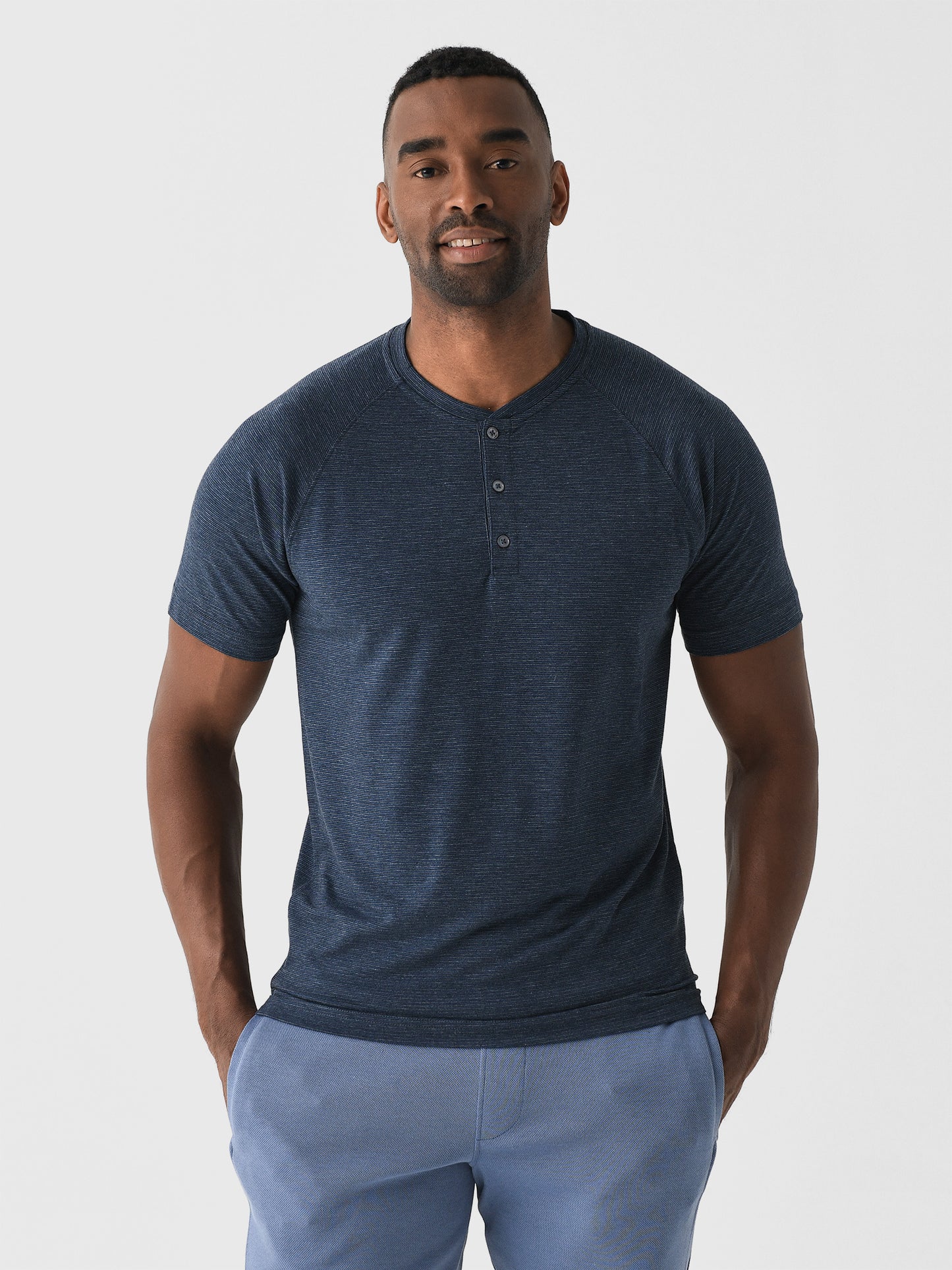 Orchard + Broome Men's Norfolk Micro Stripe Stretch Henley