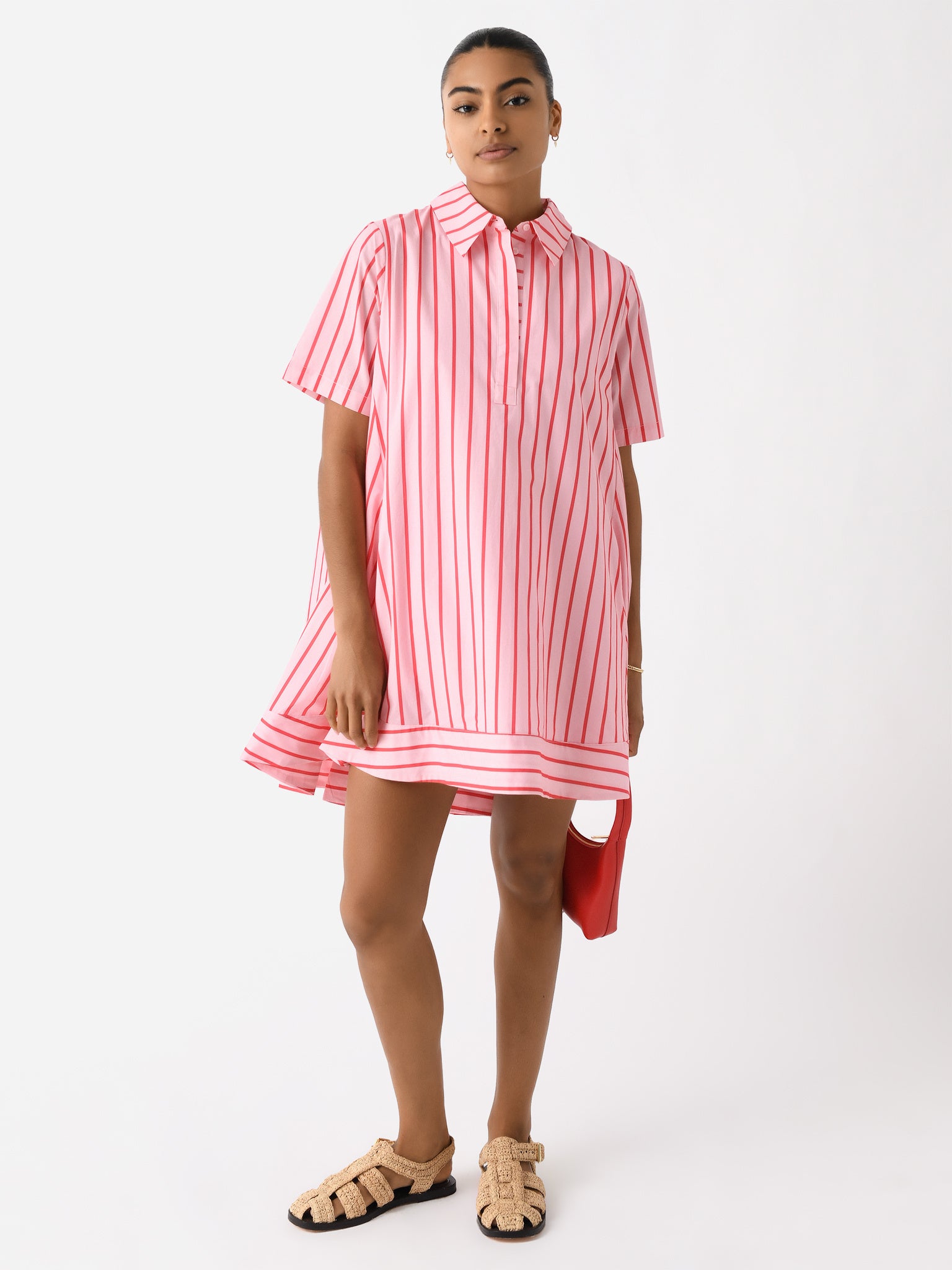 English factory a line striped dress hotsell