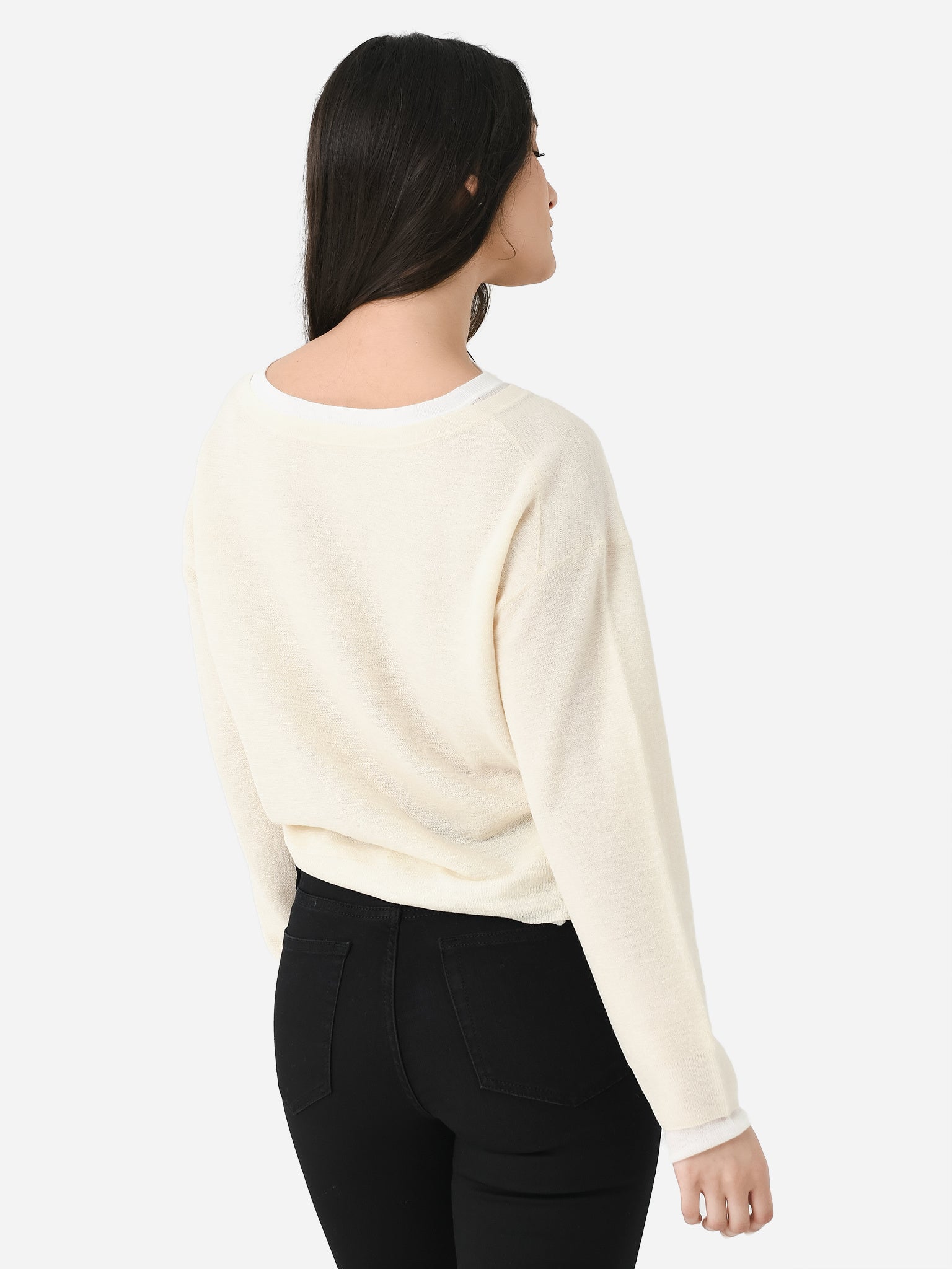 Vince Women's shops White Double Merino Wool-blend Sweater Top