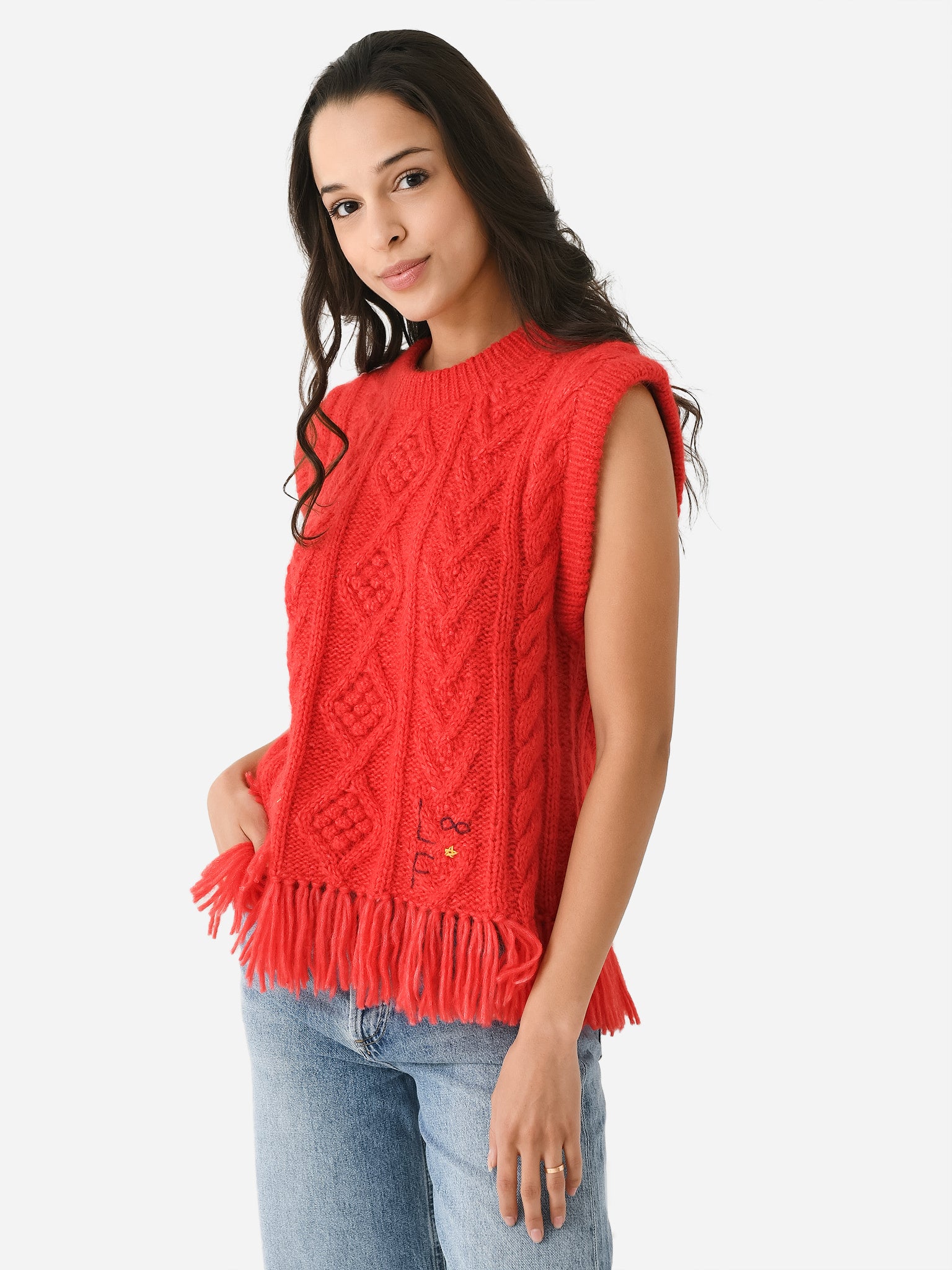 Lingua Franca Women's Mavis Fringe Knit Vest