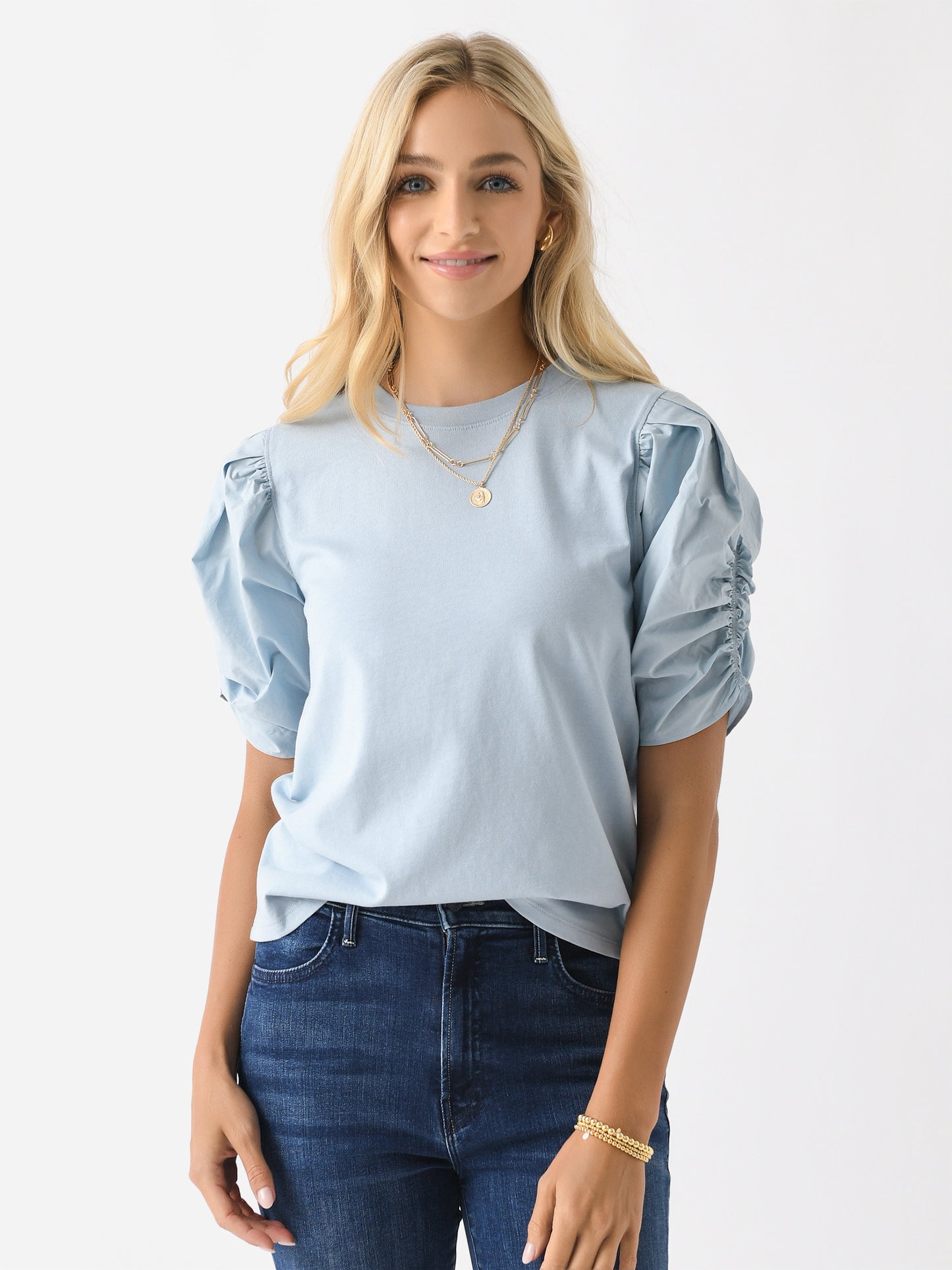 Frame Women's Pleated Puff Sleeve Tee