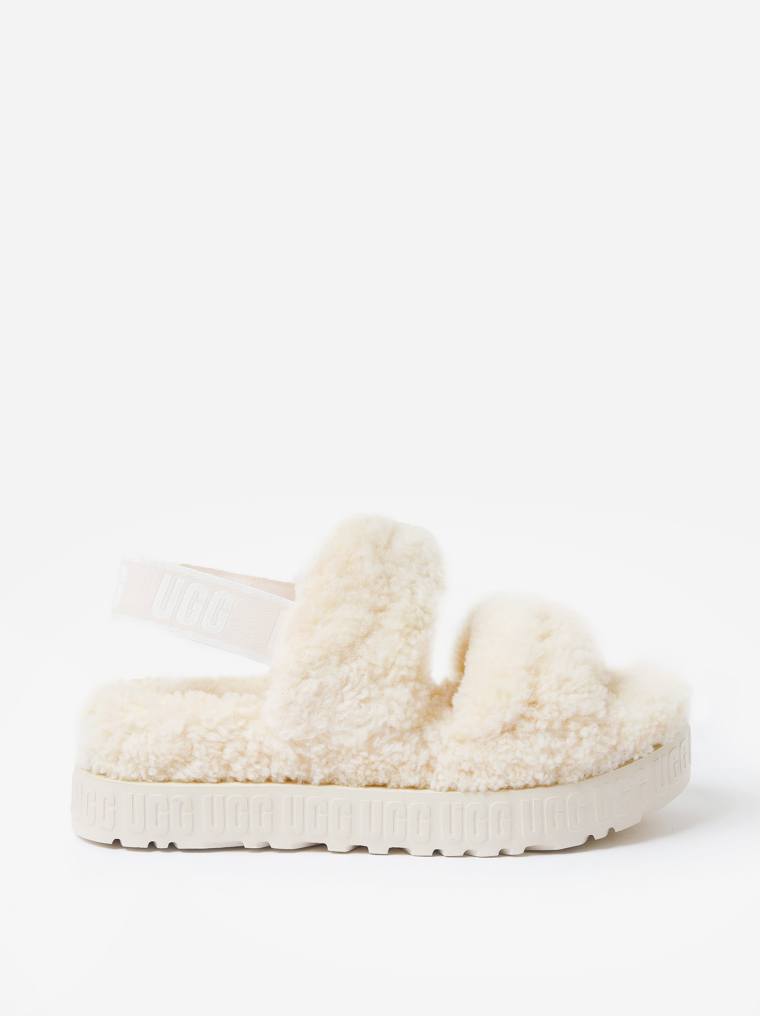 White fluffita best sale ugg slides