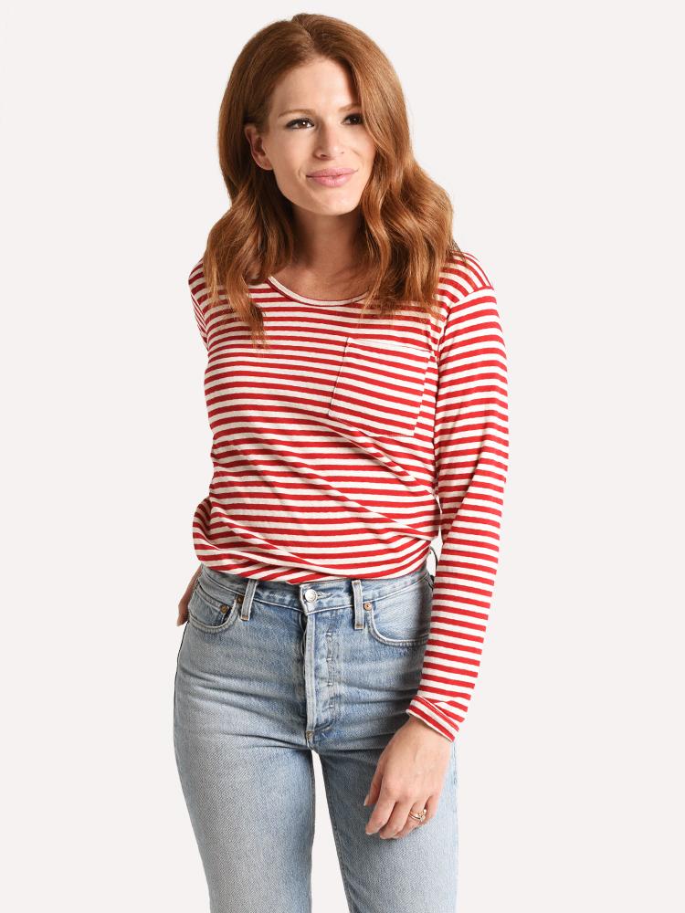 Stark X Stripe Print Long Sleeve Pocket Tee