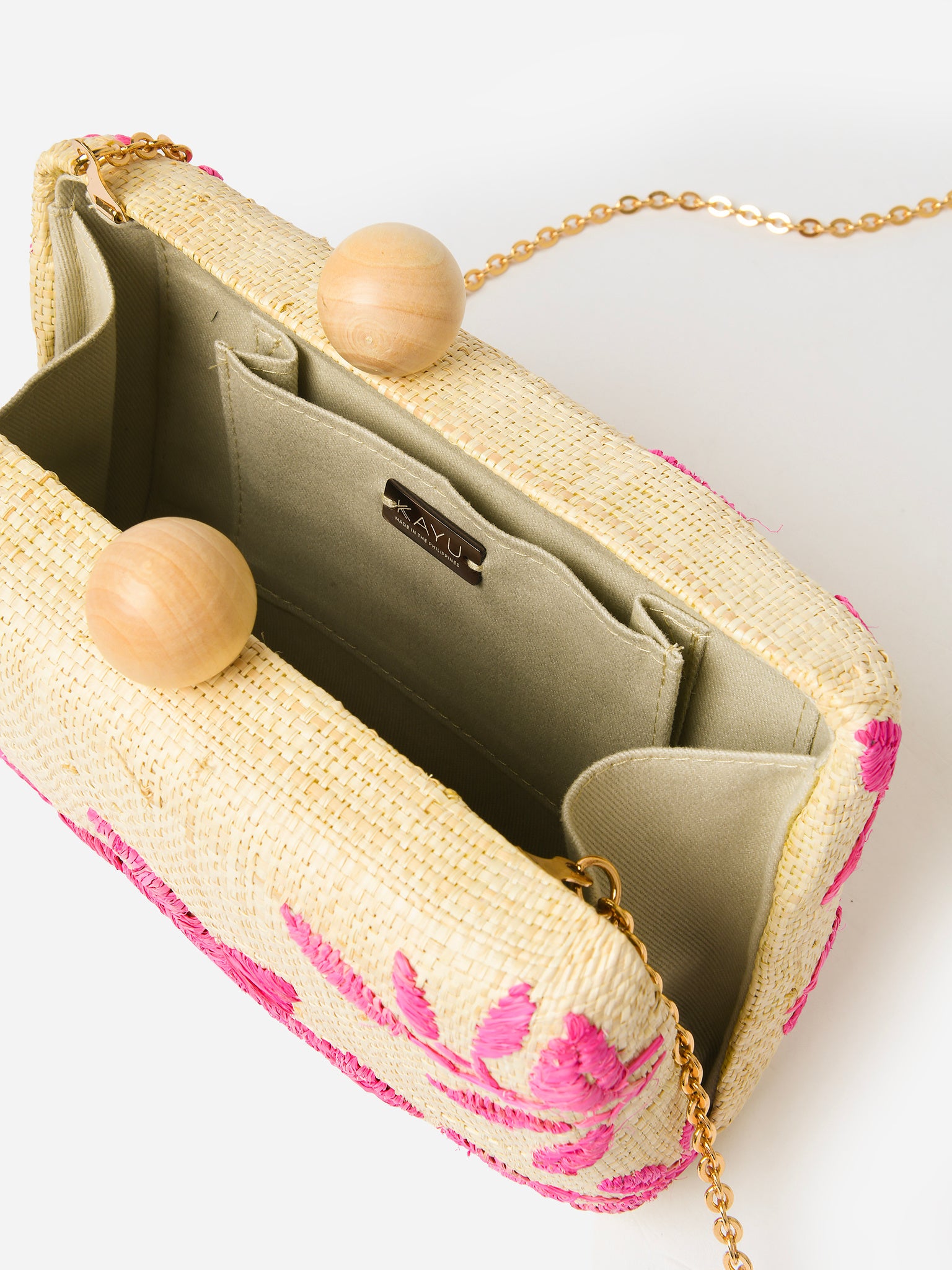 Kayu Sierra Embroidered Straw Clutch