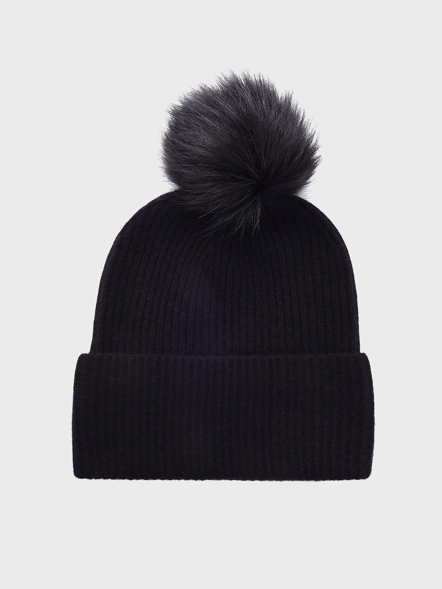 100% Black Cashmere White + Warren Pom buy Beanie