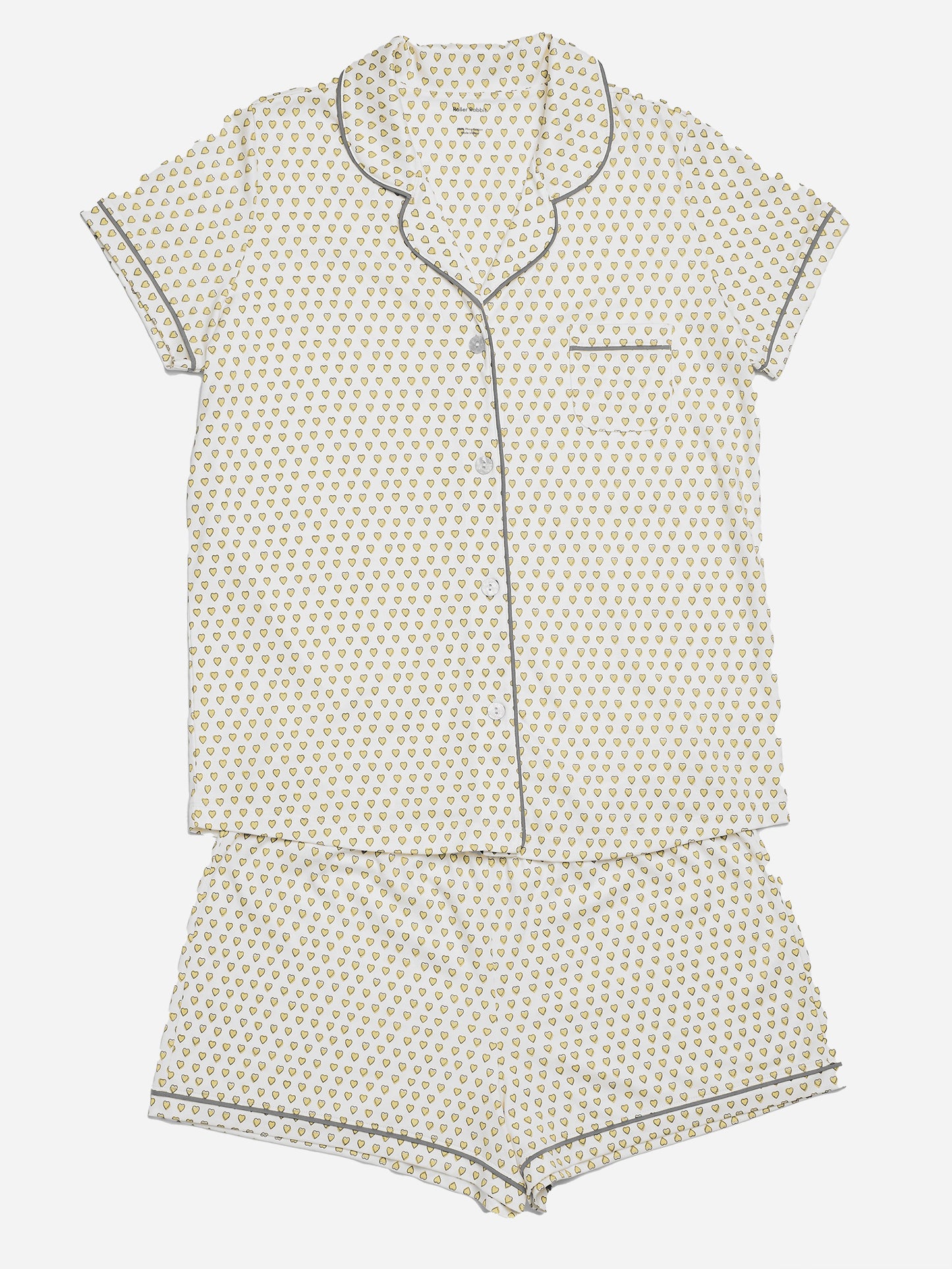 Rolypoly Rolypoly Bird Pattern Cream Boy Short Sleeve Pajama Set - Trendyol