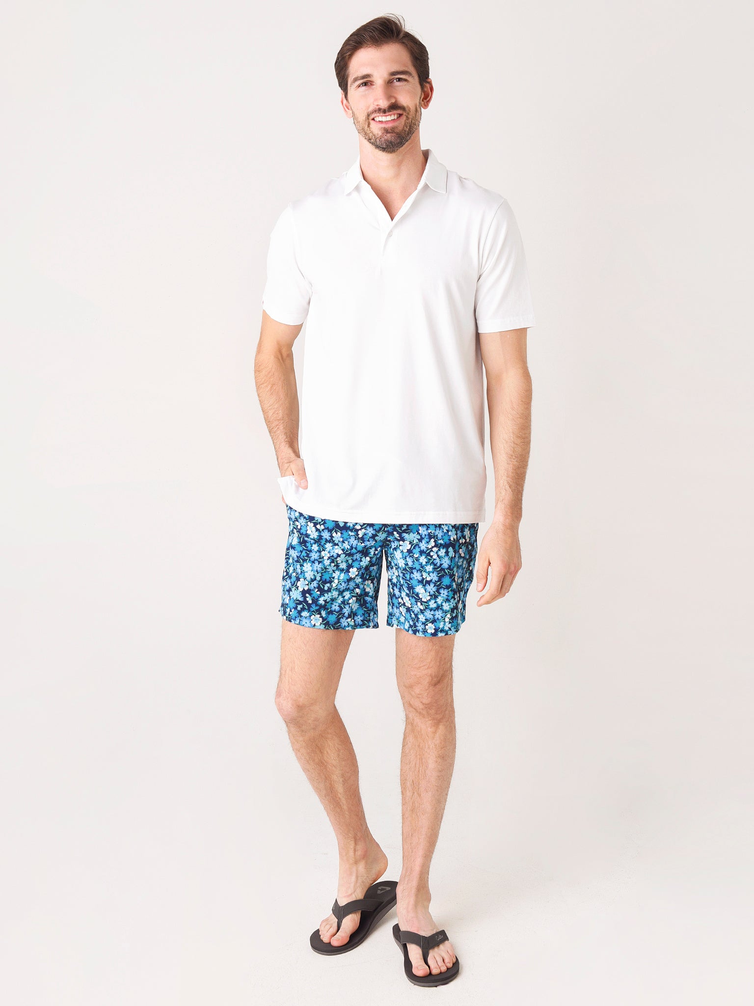 Riviera Recycled Swim Trunks for Men by Bonobos - Blue Picnic Floral - L9 One Fit