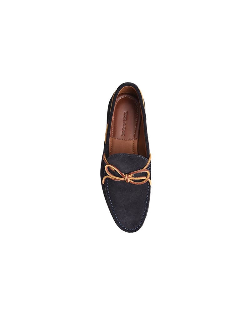 Trask Sullivan Slip On Eye Tie Navy Suede saintbernard