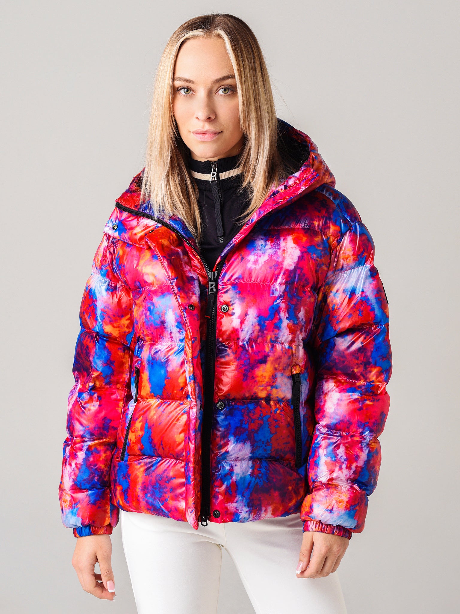 Gold Raissa2 hooded quilted ski jacket, Bogner Fire + Ice