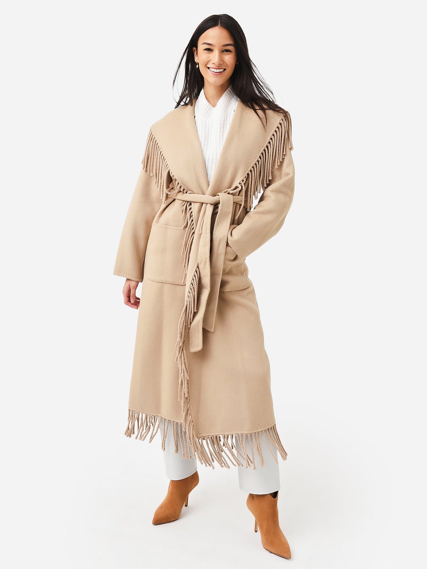 Simkhai Women's Carrie Fringe Wool-Blend Robe Coat