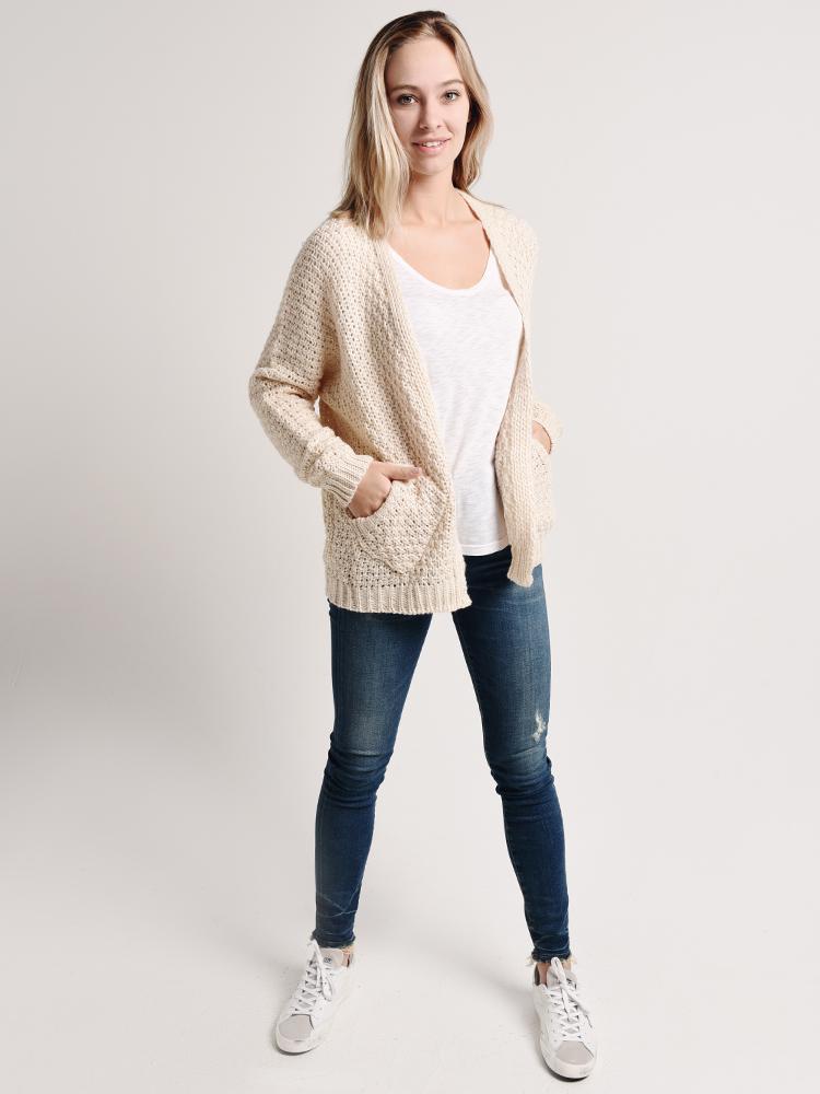 Hem and thread long open clearance cardigan