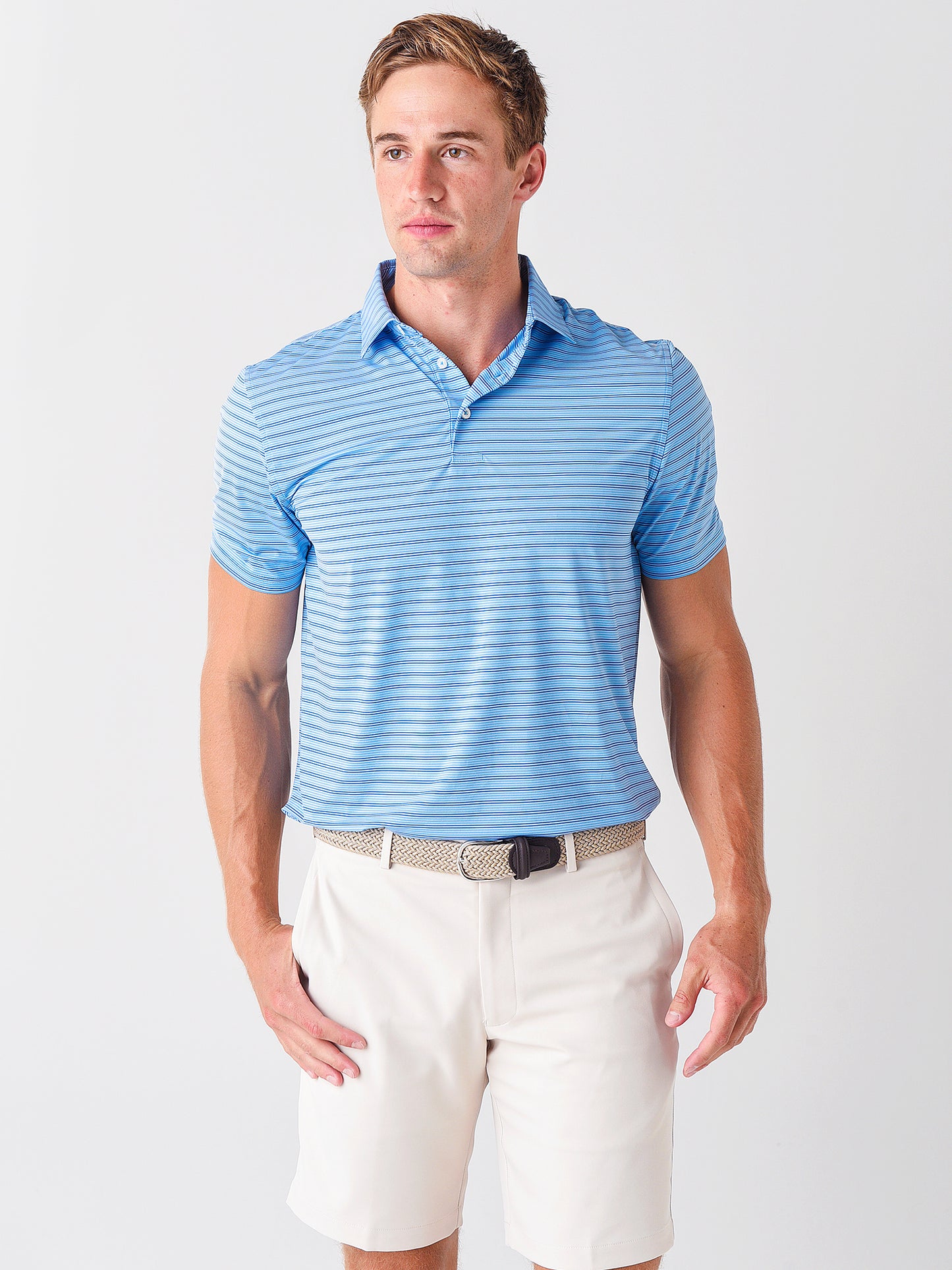 Southern Tide Men's Coen Stripe BRRR°®-EEZE Performance Polo Shirt