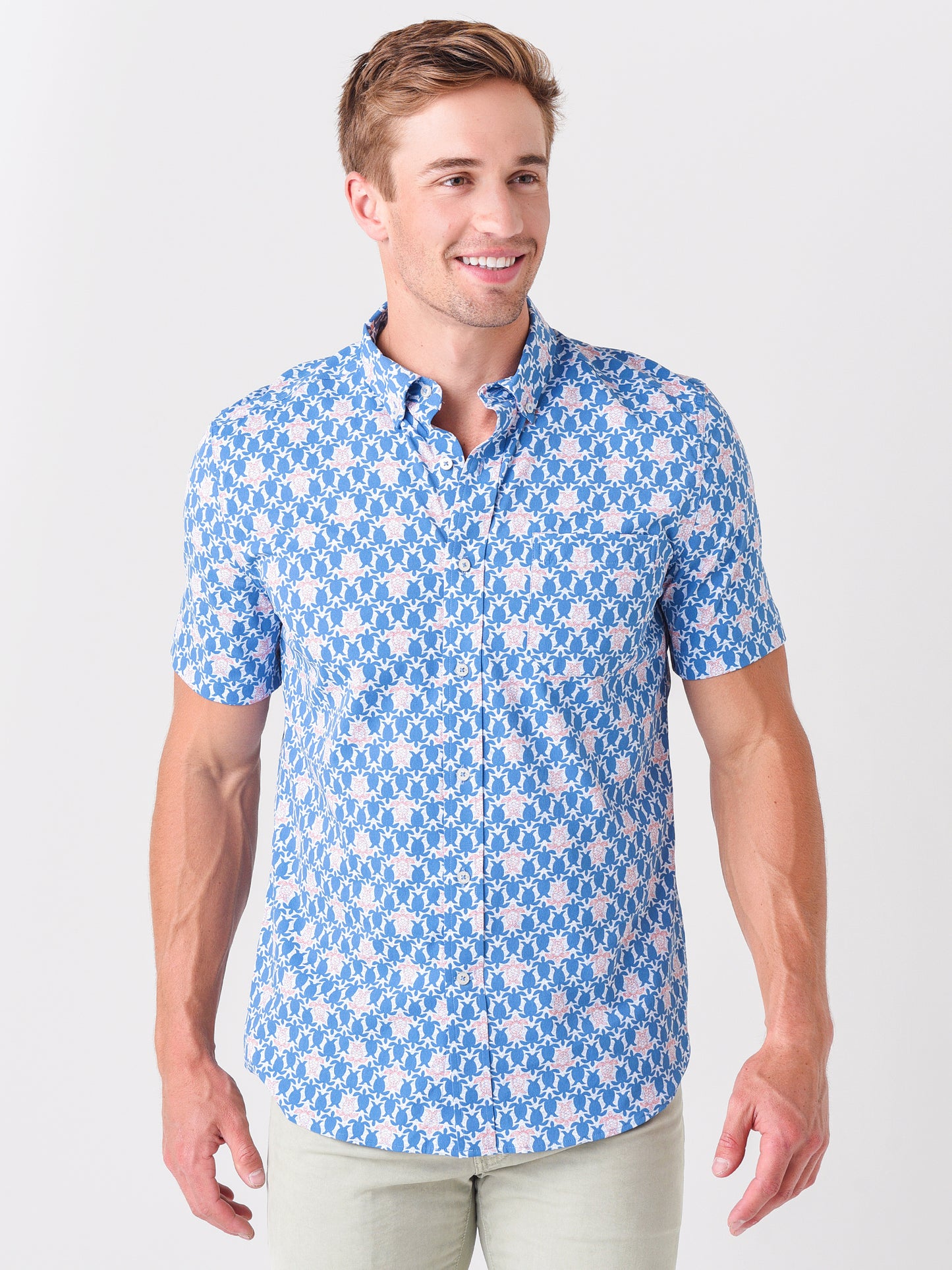 Southern Tide Men's Turtle Intercoastal Short Sleeve Button-Down Shirt