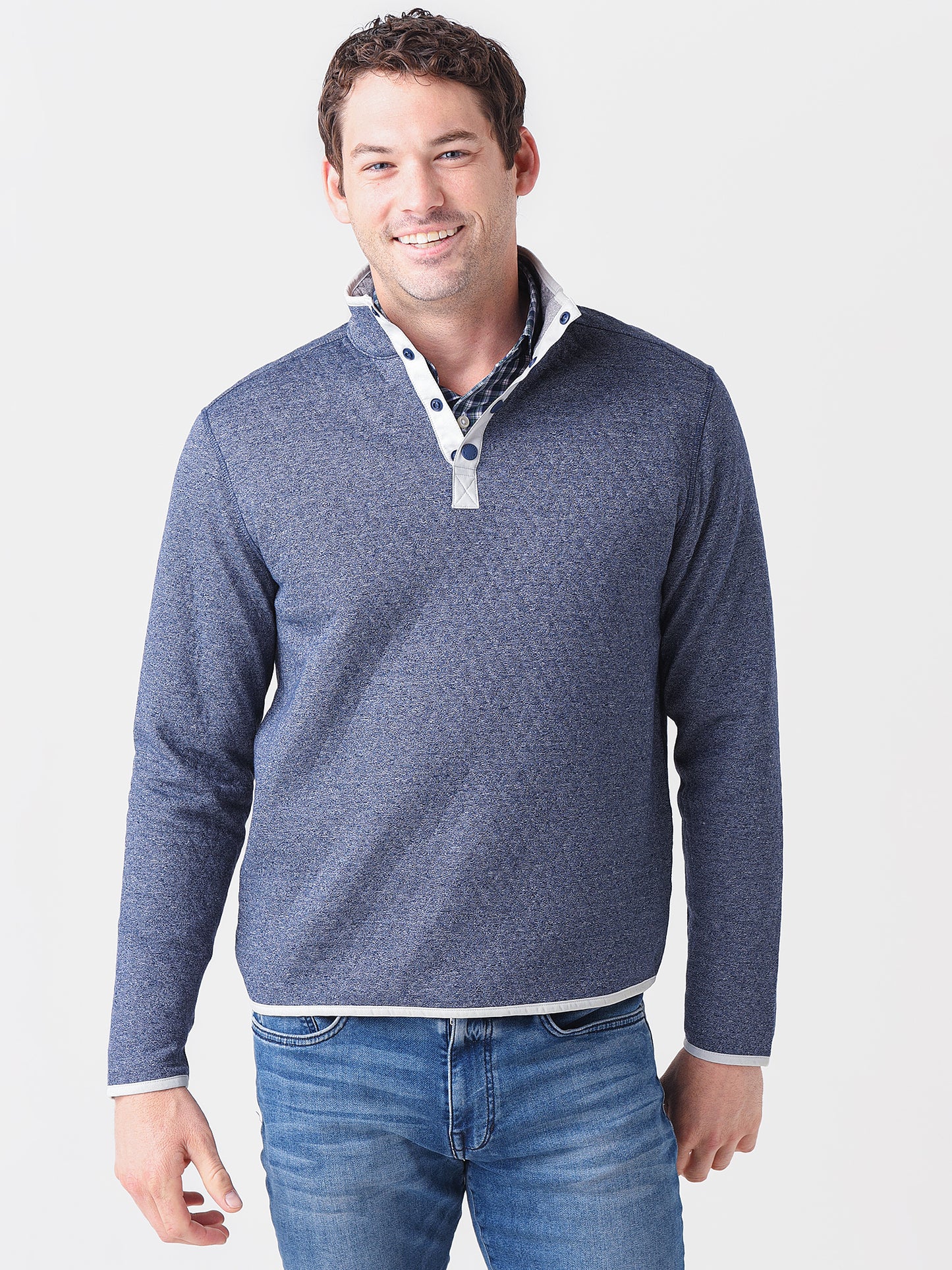 Southern Tide Men's Tiller Heather Reversible Quarter Zip Pullover