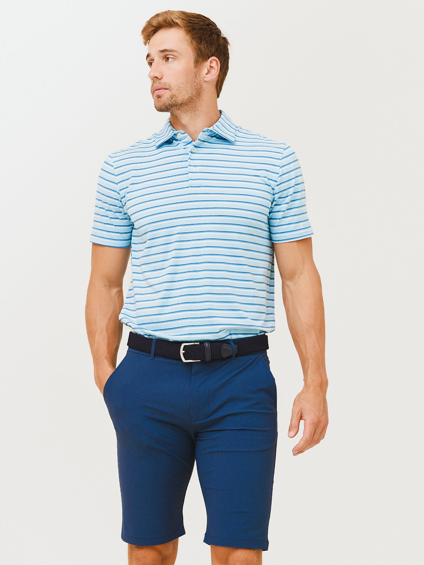 Southern Tide Men's Ryder Heather Mastic Stripe Performance Polo