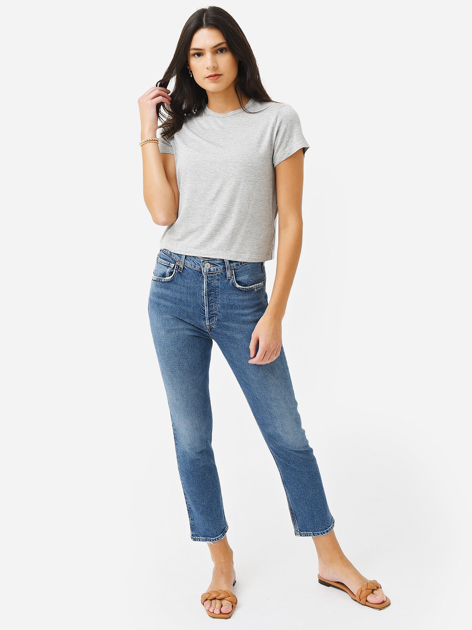 Agolde Women s Riley High Rise Straight Crop Jean