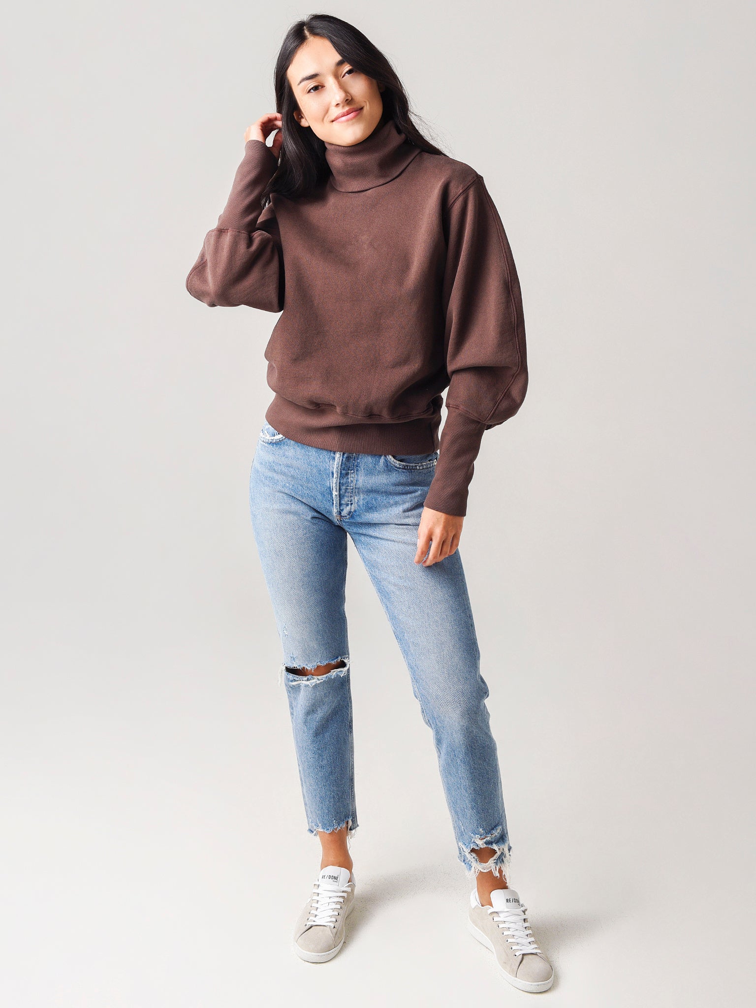 Agolde Women s Extended Rib Turtleneck Sweatshirt