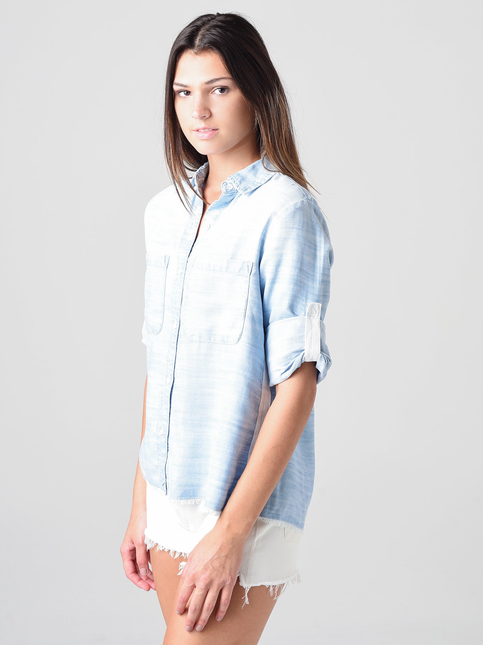 Bella Dahl Women s Fray Hem Button Down Shirt