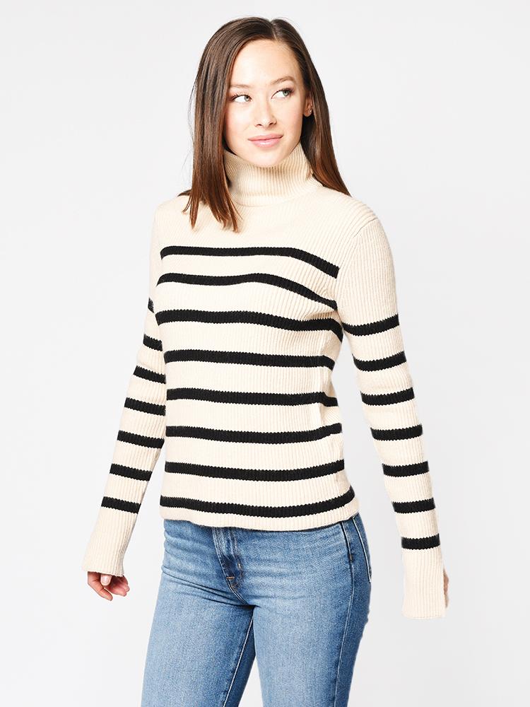 English Factory Women’s Striped Turtle Neck Sweater