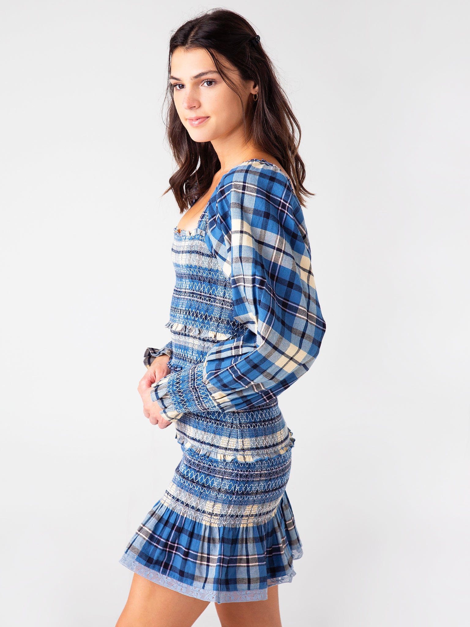 LoveShackFancy - Stanley Smocked Plaid Dress - Size outlet L